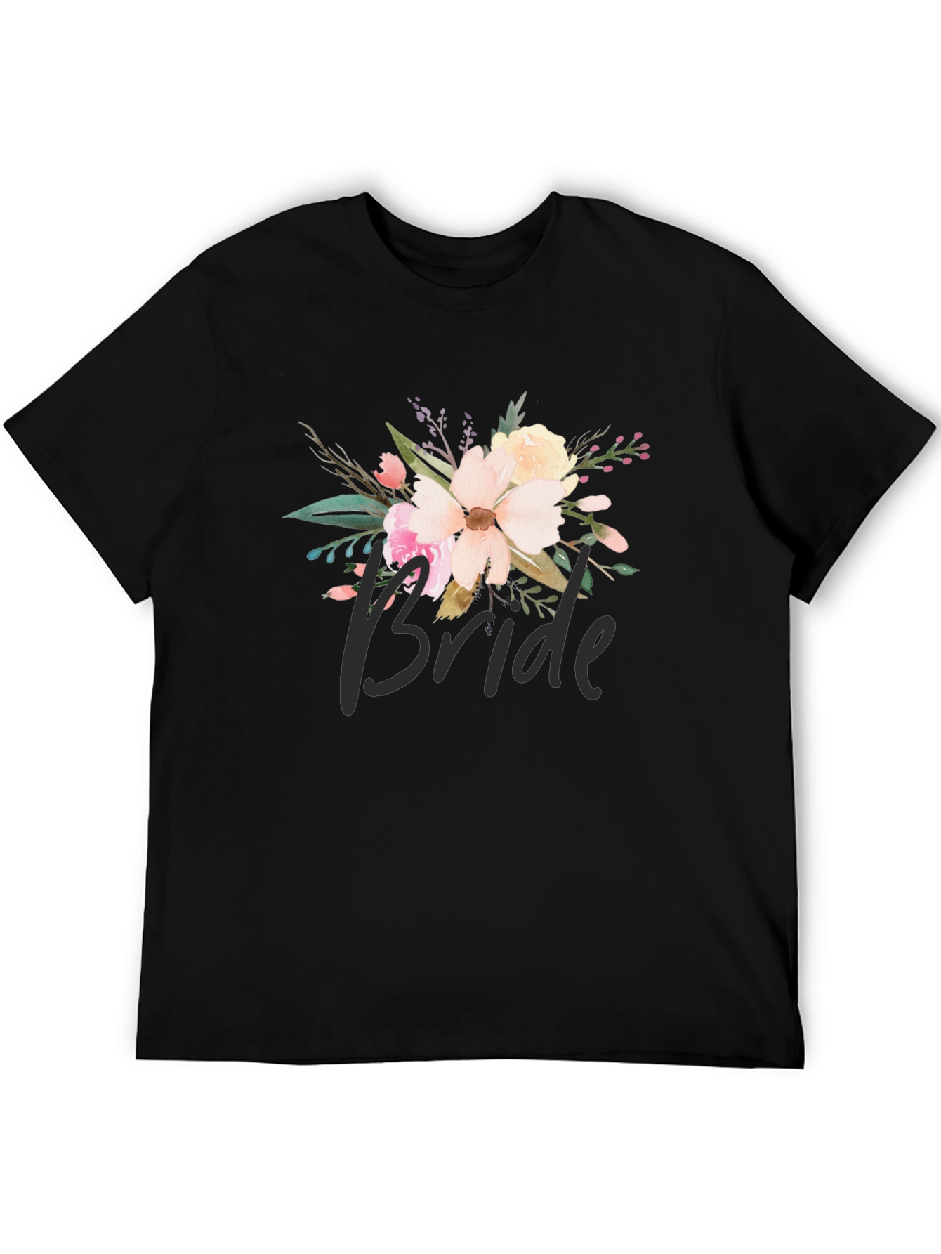 Black Bride Floral Graphic Black T-Shirt view 5