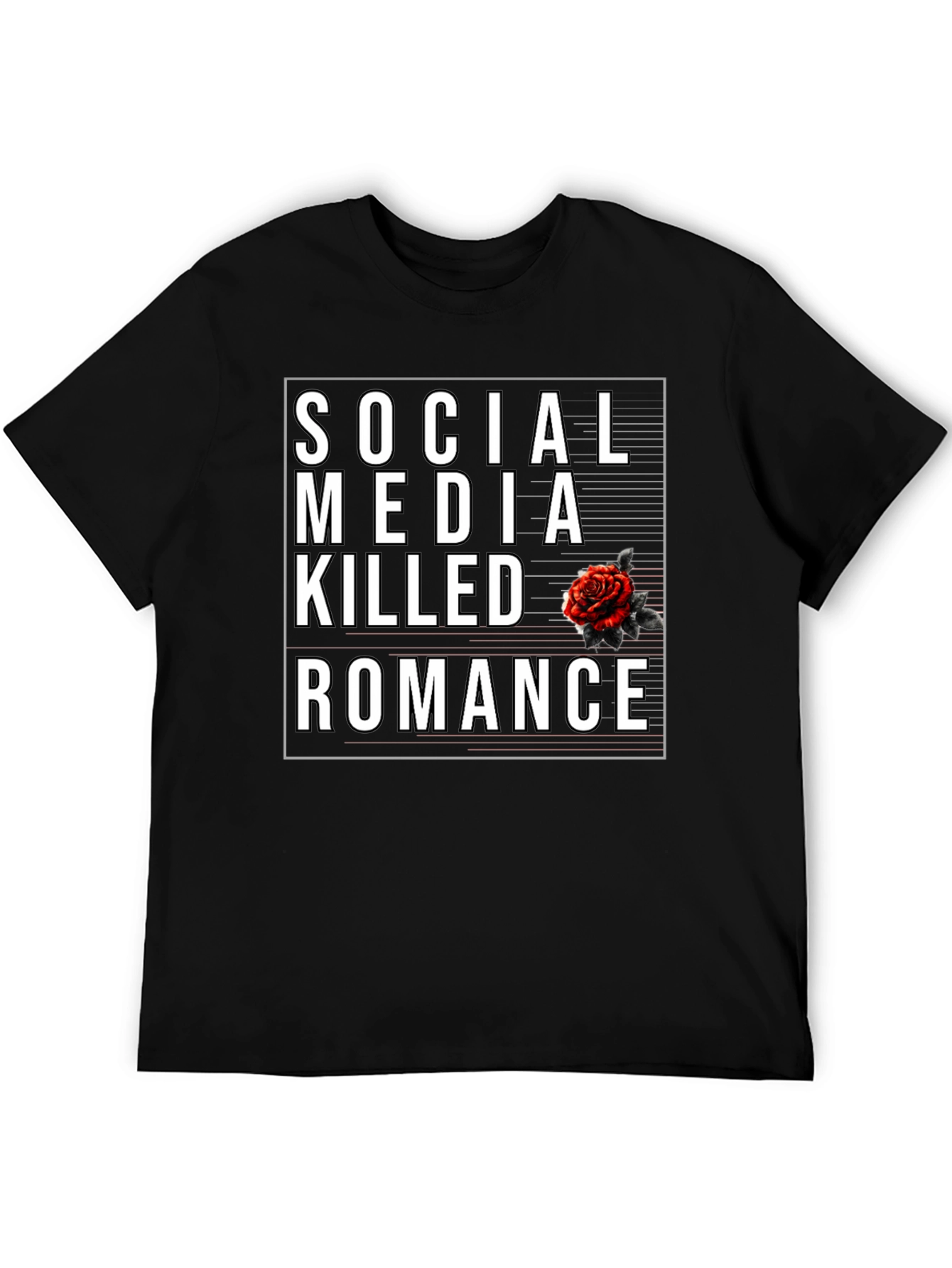 Black Social Media Killed Romance Black Graphic Tee view 5