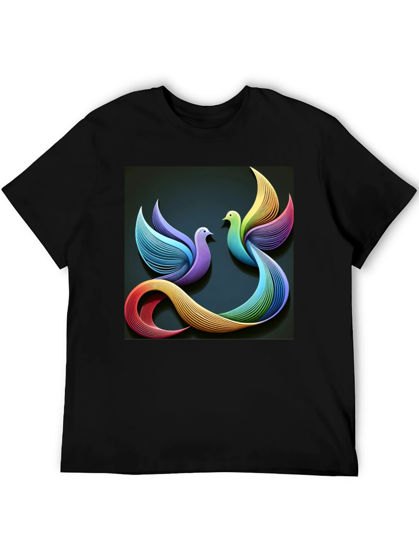 Black Rainbow Dove T-Shirt view 5