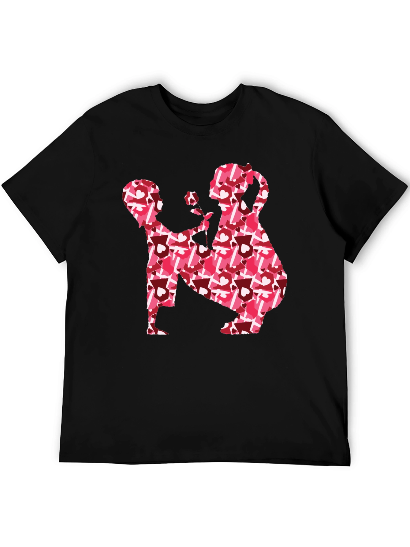Black Romantic Heart Proposal Graphic Tee view 5