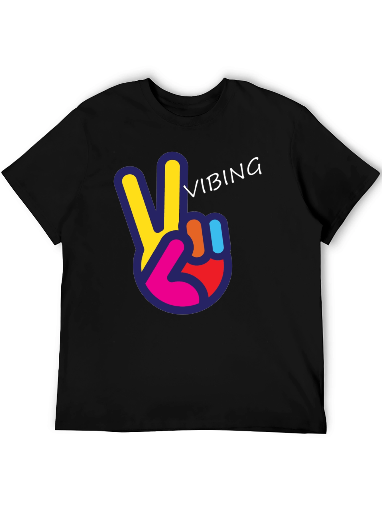 Black Vibing Peace Sign Graphic Tee view 5