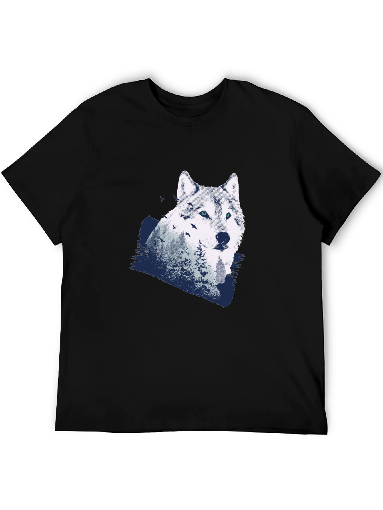 Black Wolf Graphic T-Shirt - Men's Black Tee view 5