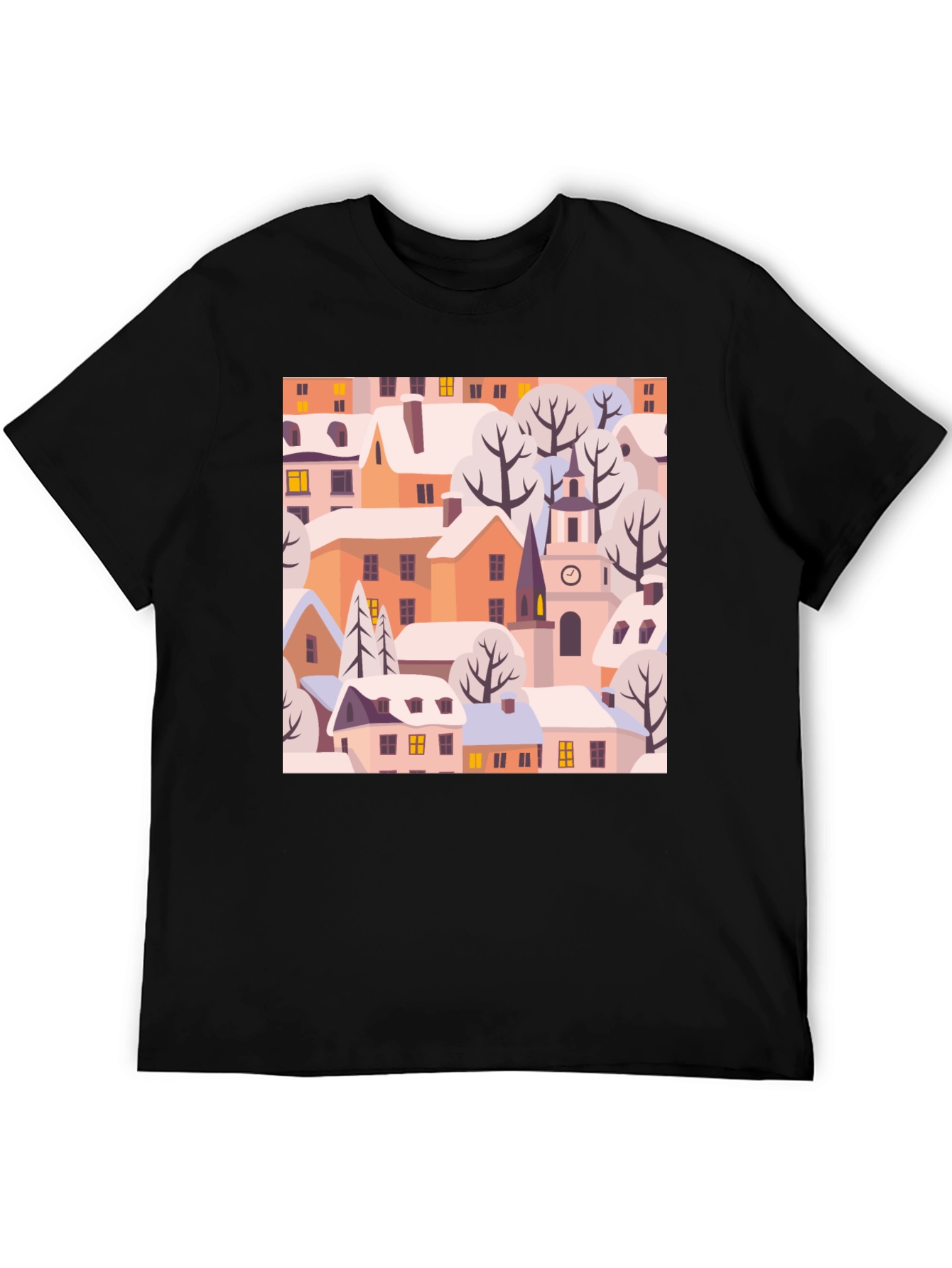Black Winter Village Graphic Tee - Black view 5