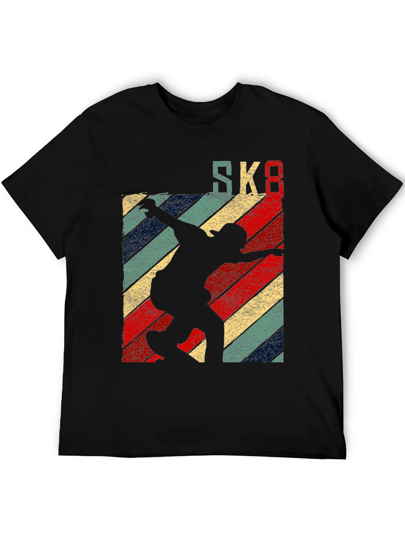 Black Retro SK8 Skateboard T-Shirt Black view 5