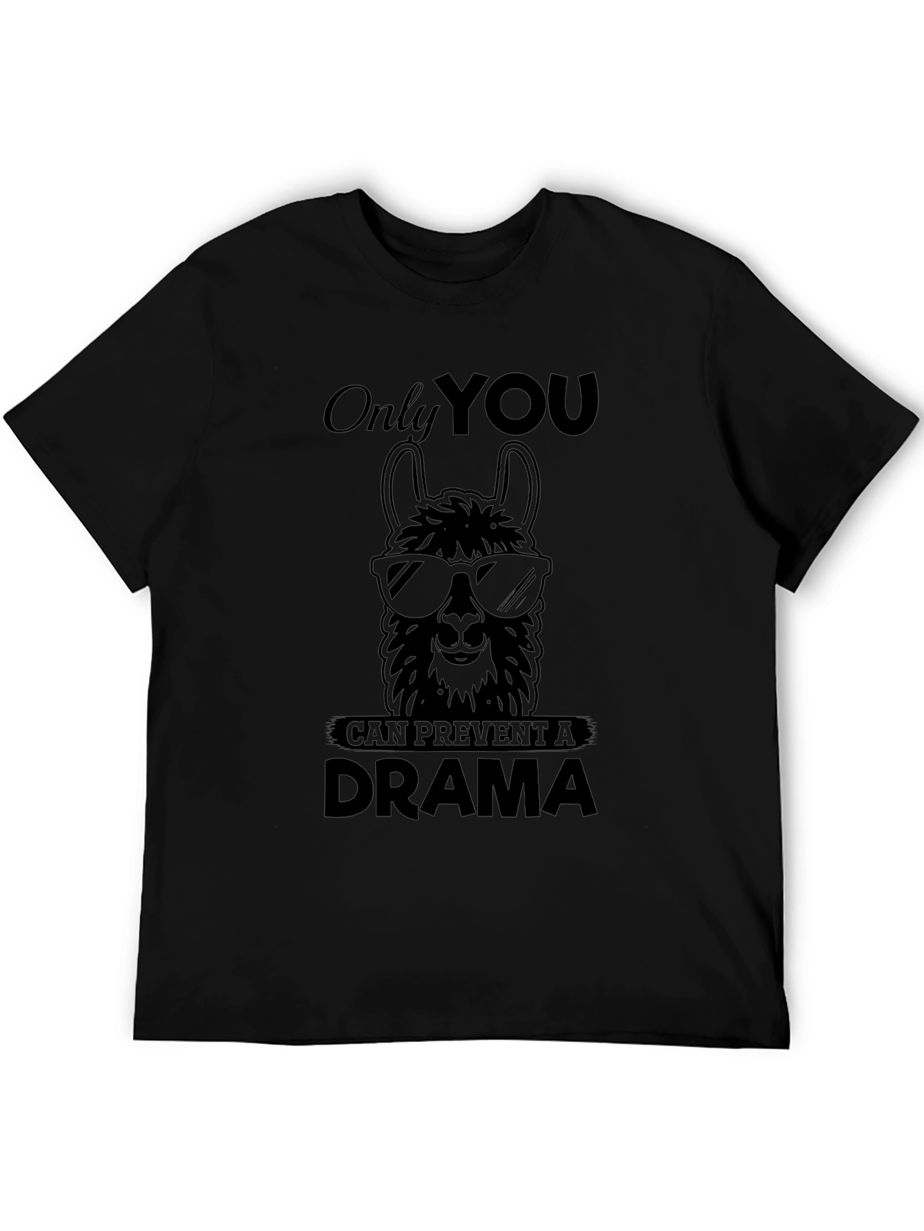 Black Llama Drama Prevention Graphic Tee - Unisex Black T-Shirt view 5