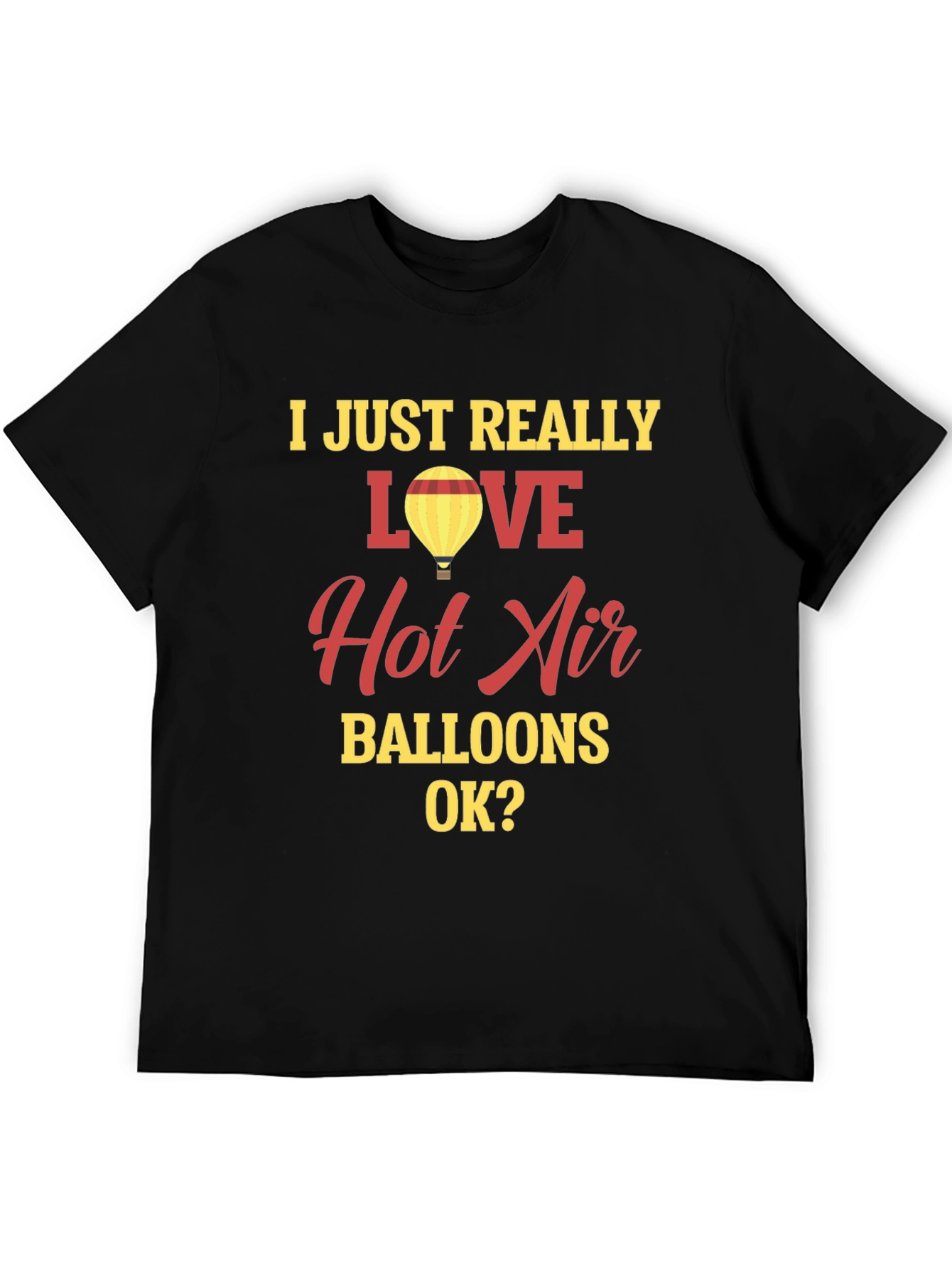 Black I Love Hot Air Balloons Graphic Tee Shirt view 5