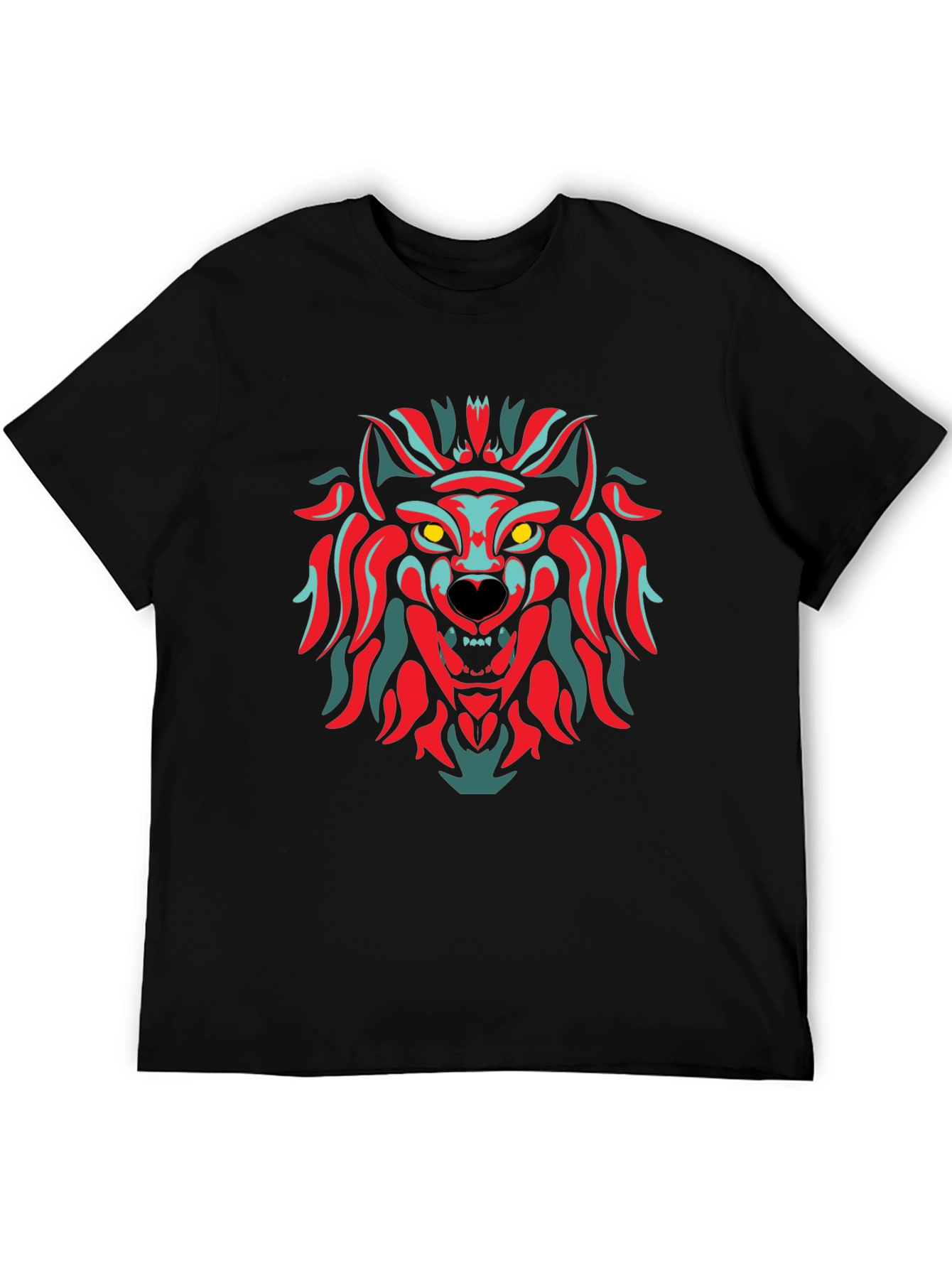 Black Bold Wolf Graphic Tee - Stylish Men's Black T-Shirt view 5