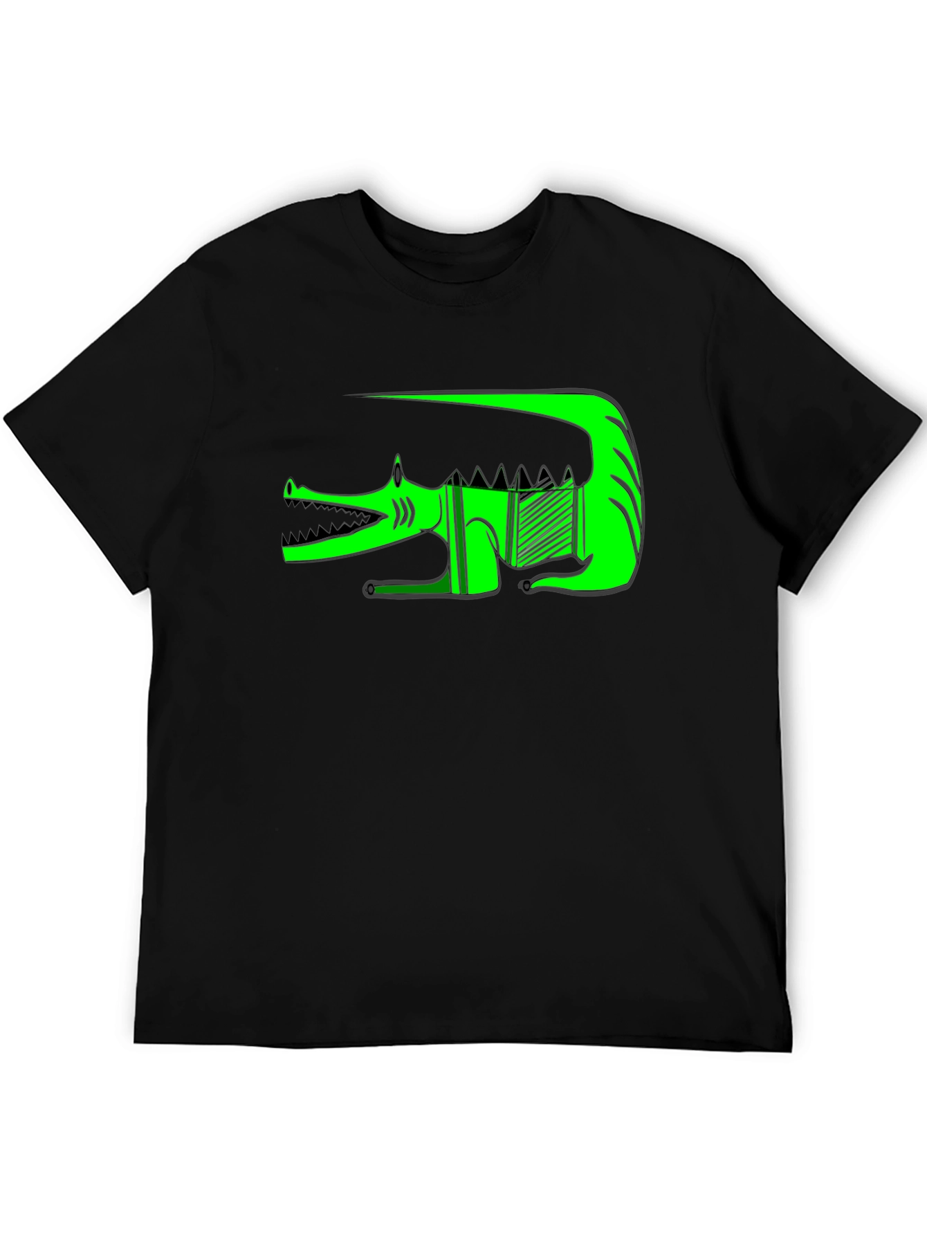 Black Graphic Print T-Shirt - Green Crocodile view 5