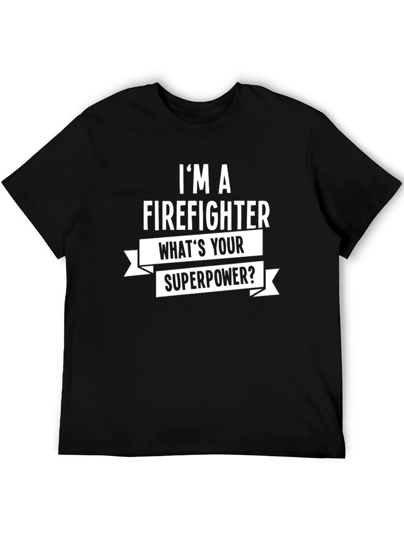 Black Firefighter Superpower Graphic Tee - Black view 5