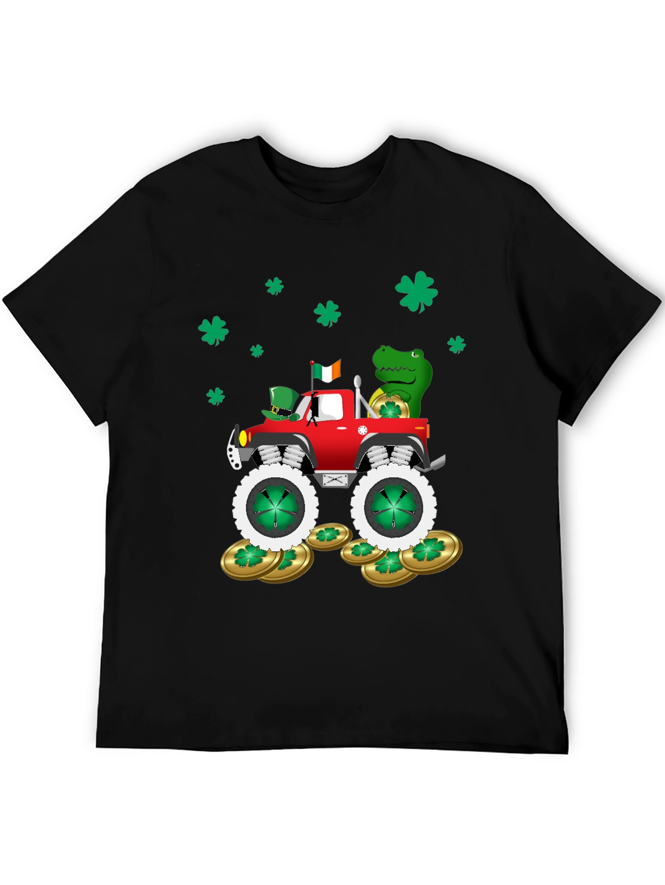 Black St. Patrick's Day Monster Truck T-Shirt view 5