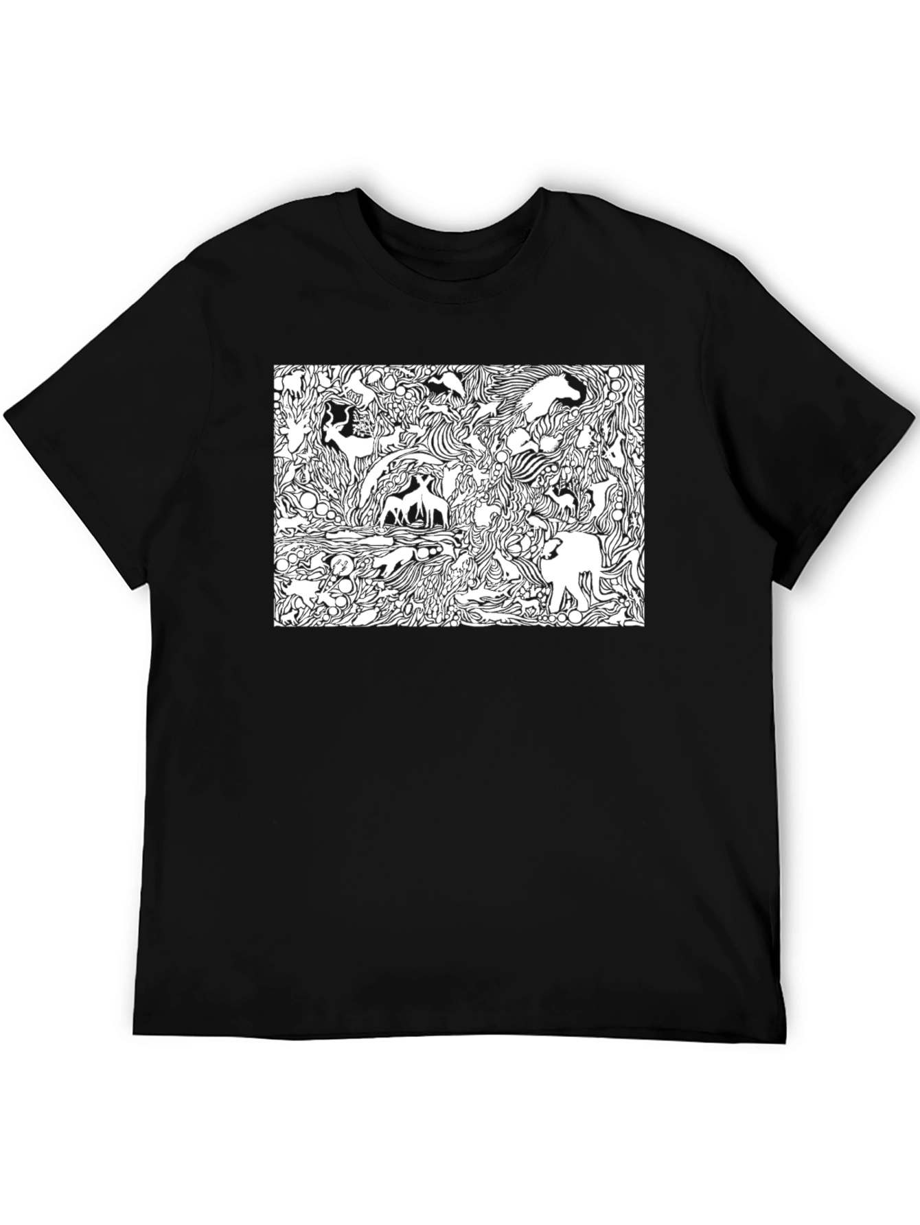 Black Abstract Animals Graphic T-Shirt view 5