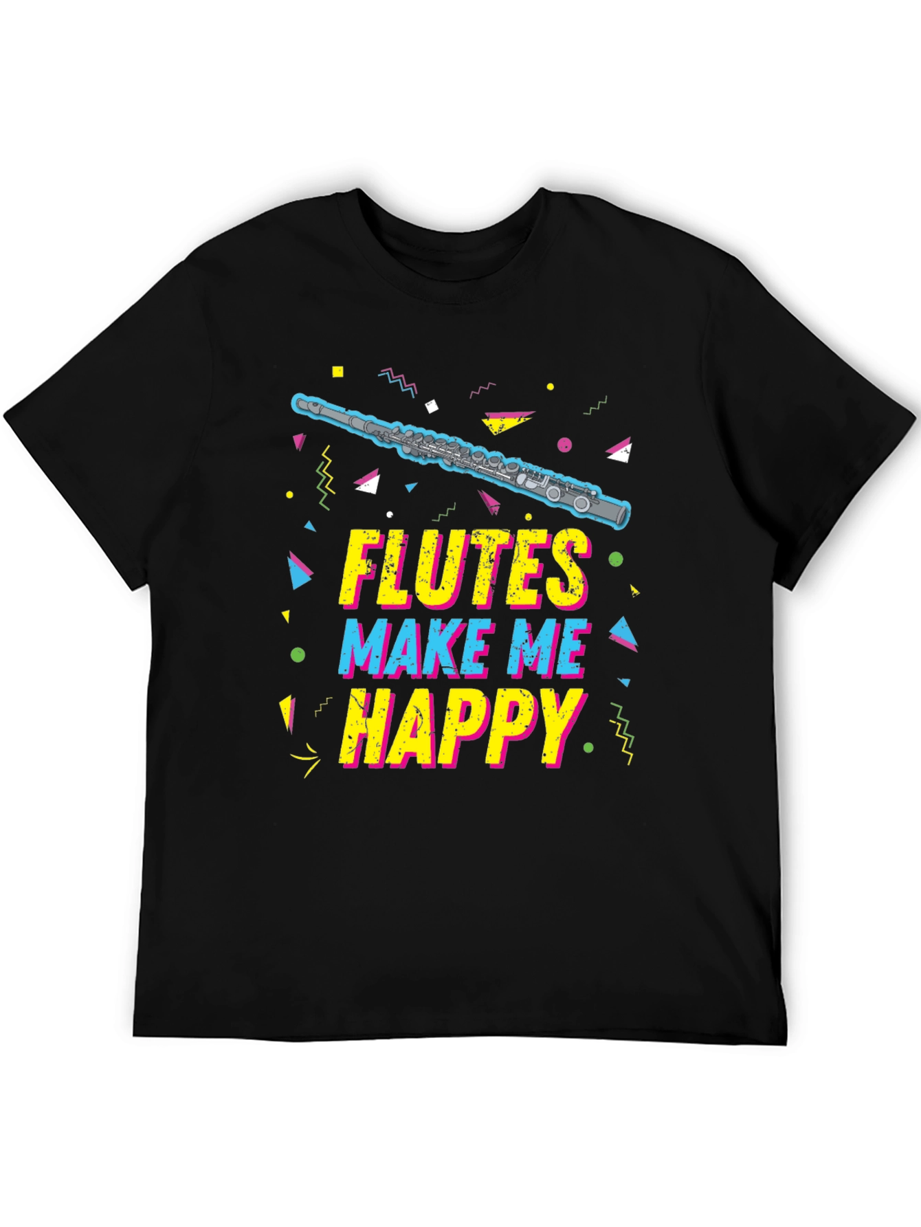 Black Flutes Make Me Happy T-Shirt - Music Lover Tee view 5
