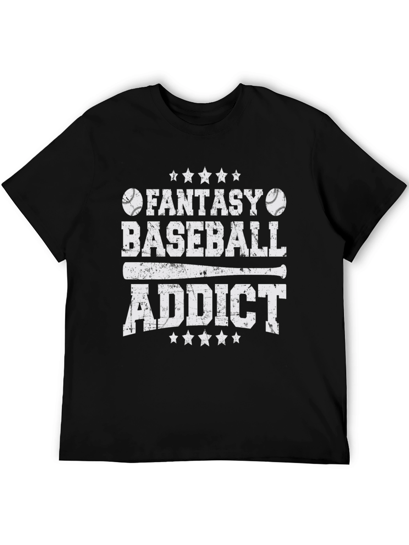 Black Fantasy Baseball Addict Graphic Tee view 5