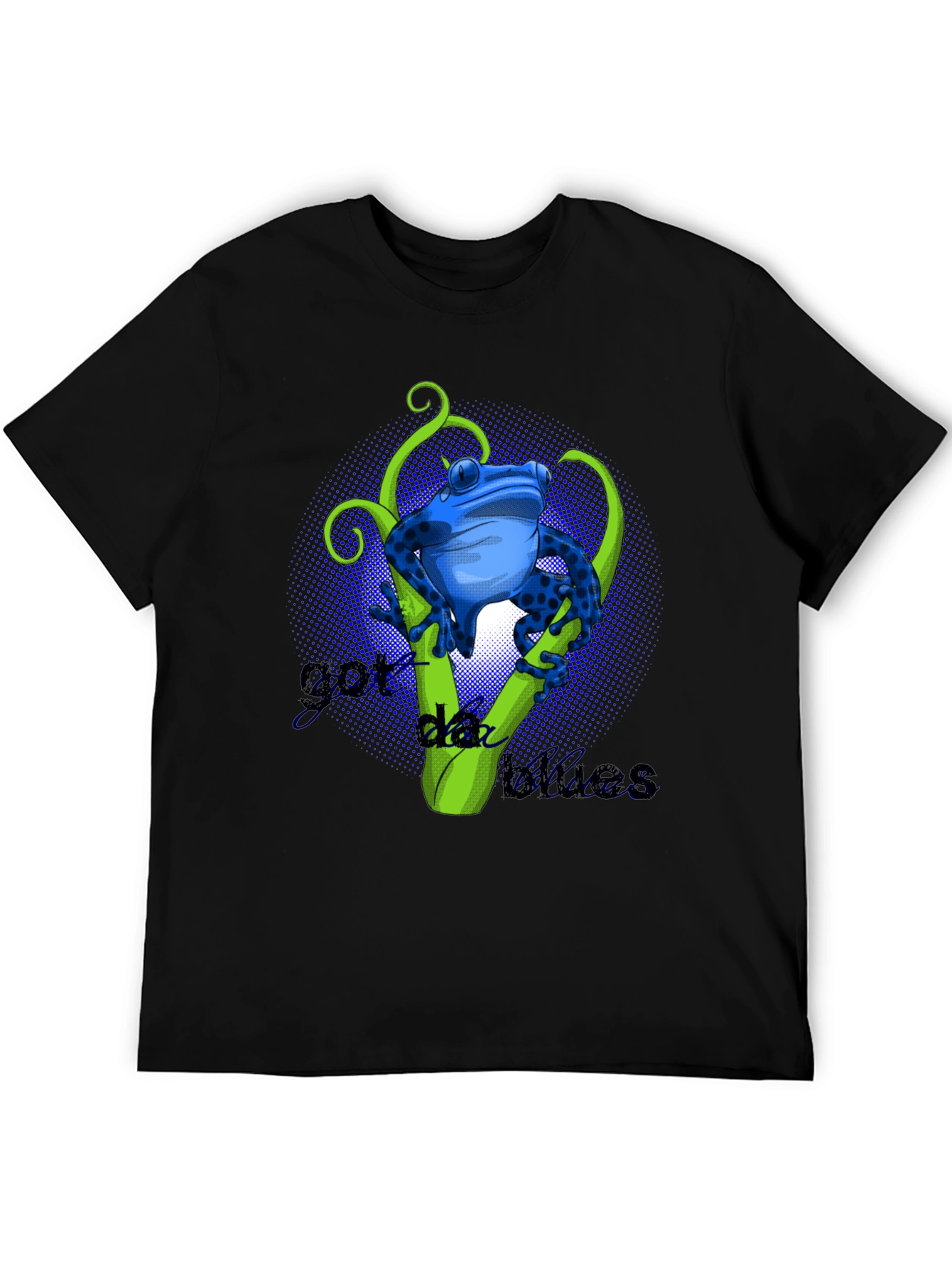 Black Blue Frog Got Da Blues Graphic T-Shirt view 5