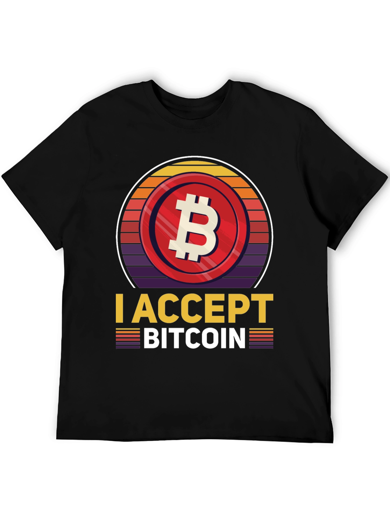 Black I Accept Bitcoin Retro T-Shirt view 5