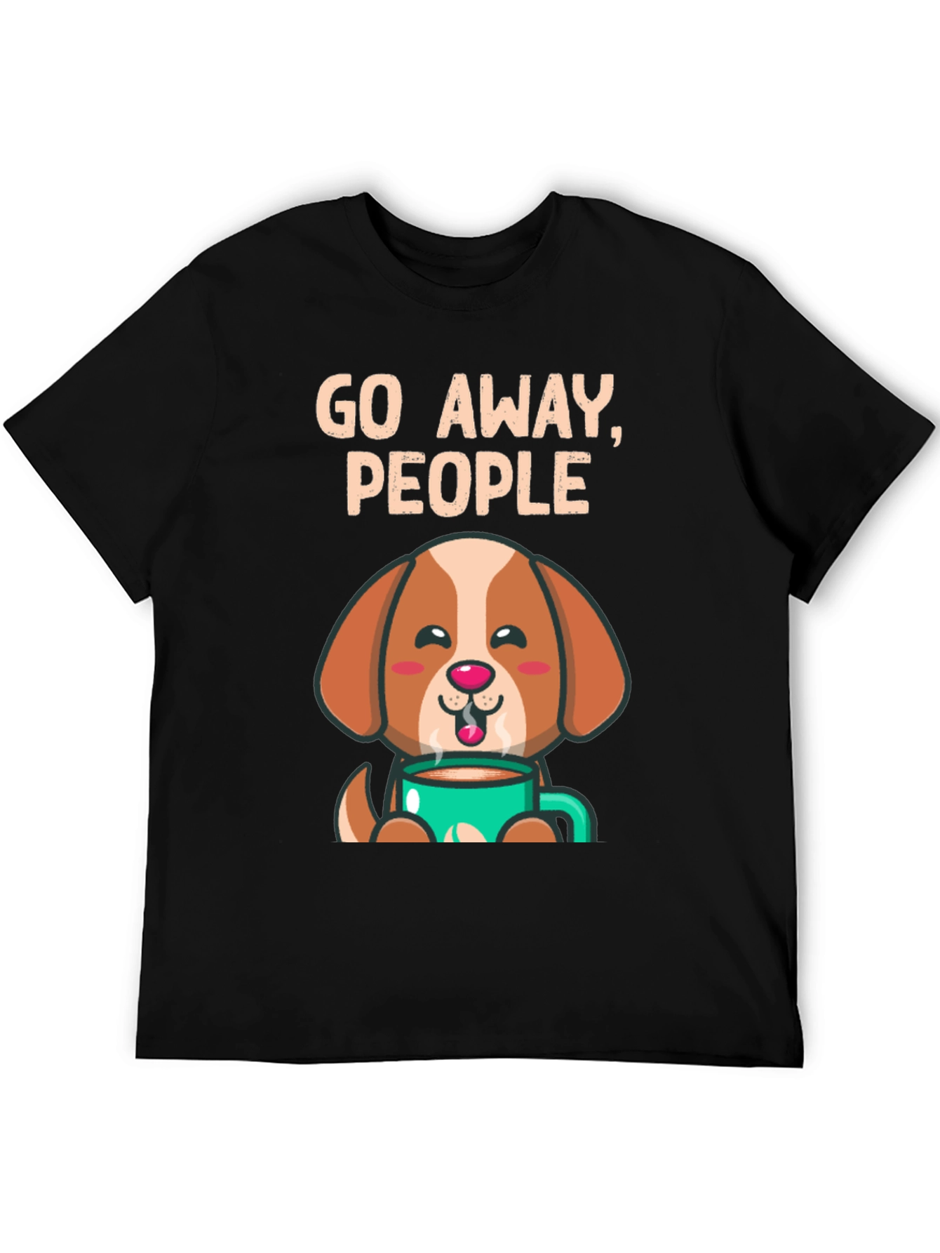Black Funny Dog Coffee T-Shirt - Go Away People view 5
