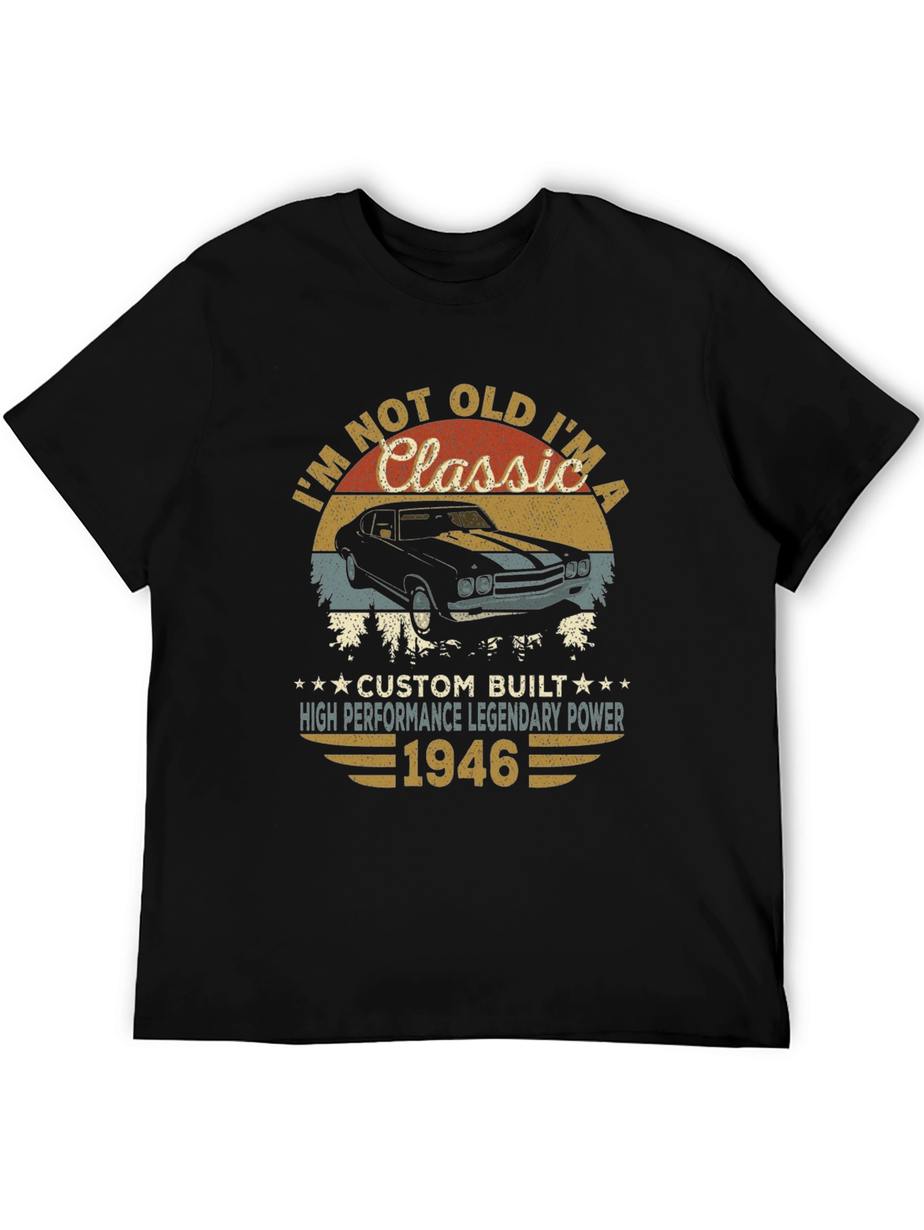 Black Classic Car 1946 Birthday T-Shirt view 5