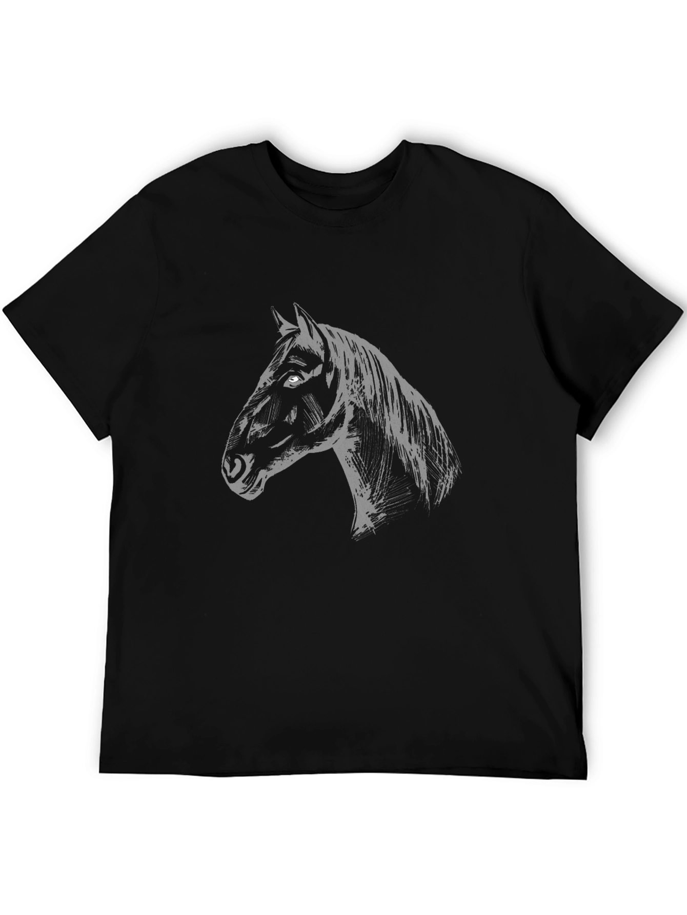 Black Men's Black Horse Graphic T-Shirt view 5