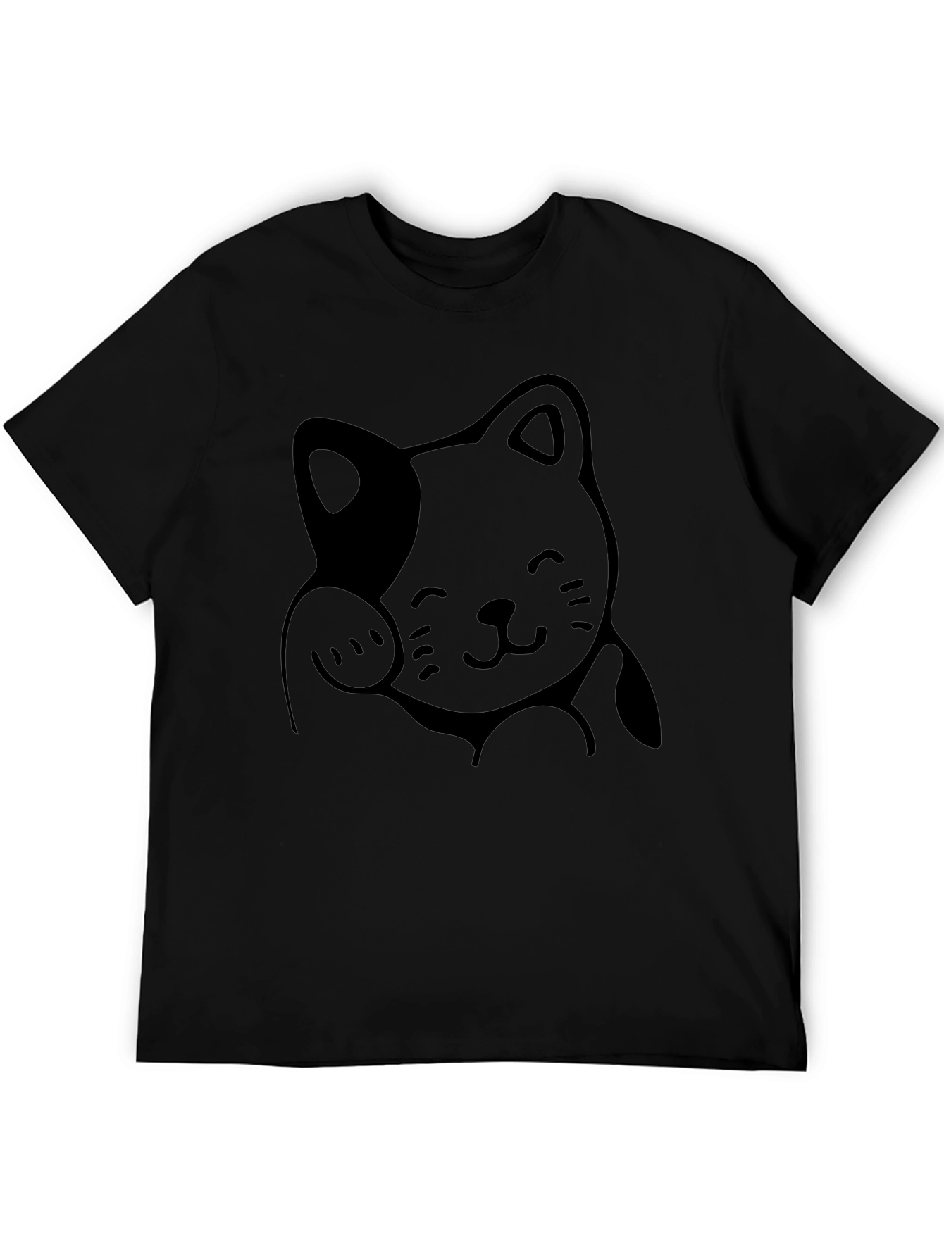 Black Lucky Cat Graphic Tee - Soft Cotton Comfort view 5