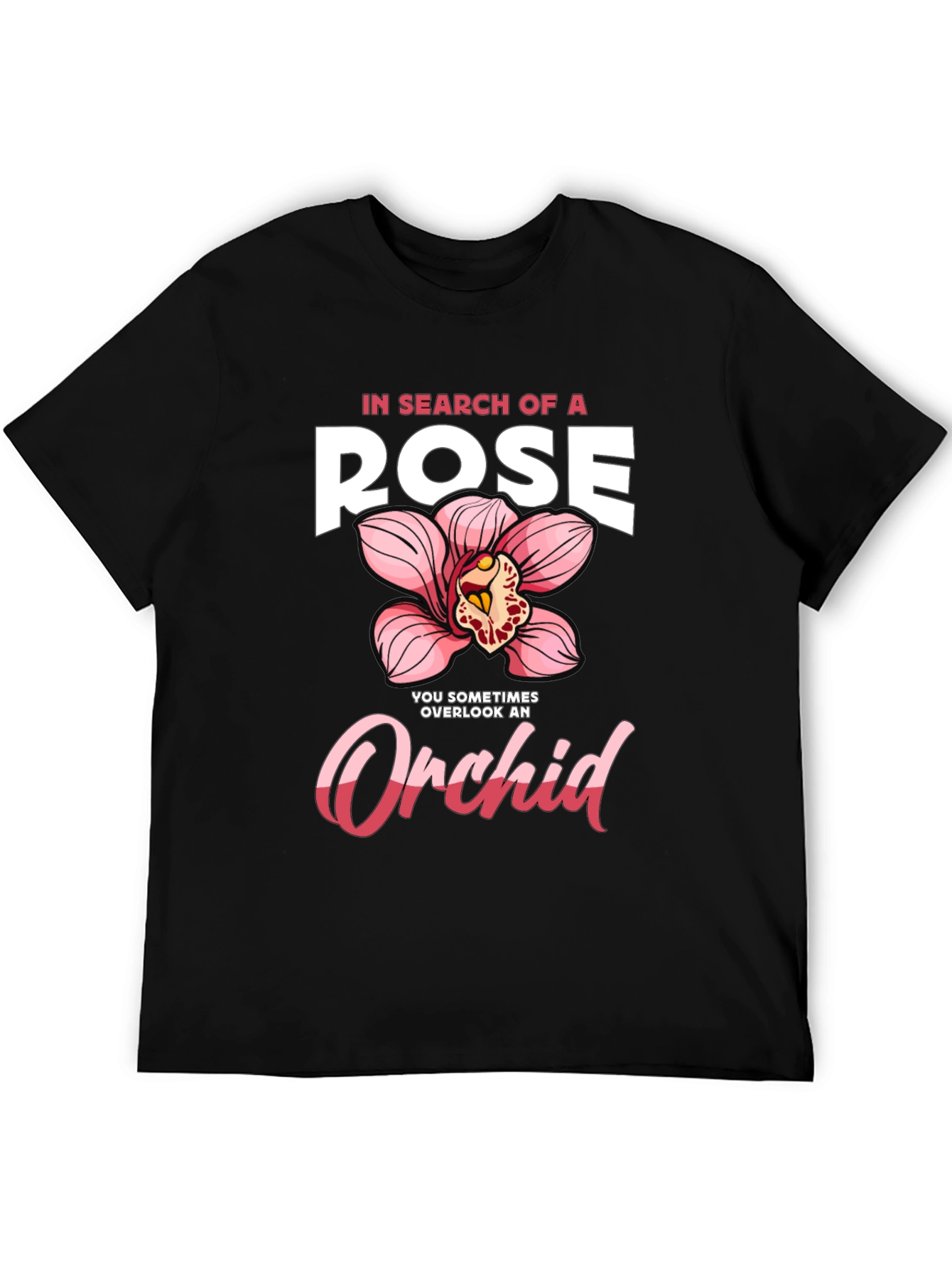 Black In Search of a Rose Orchid Graphic T-Shirt view 5