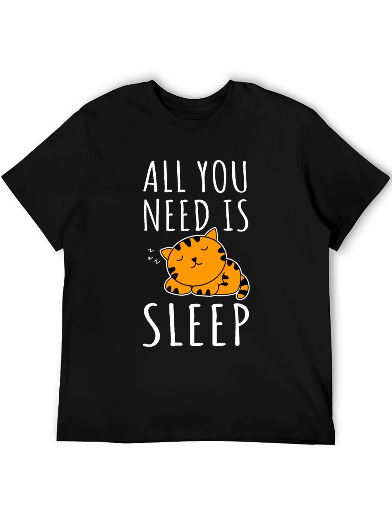 Black All You Need Is Sleep - Cute Cat Graphic T-Shirt view 5