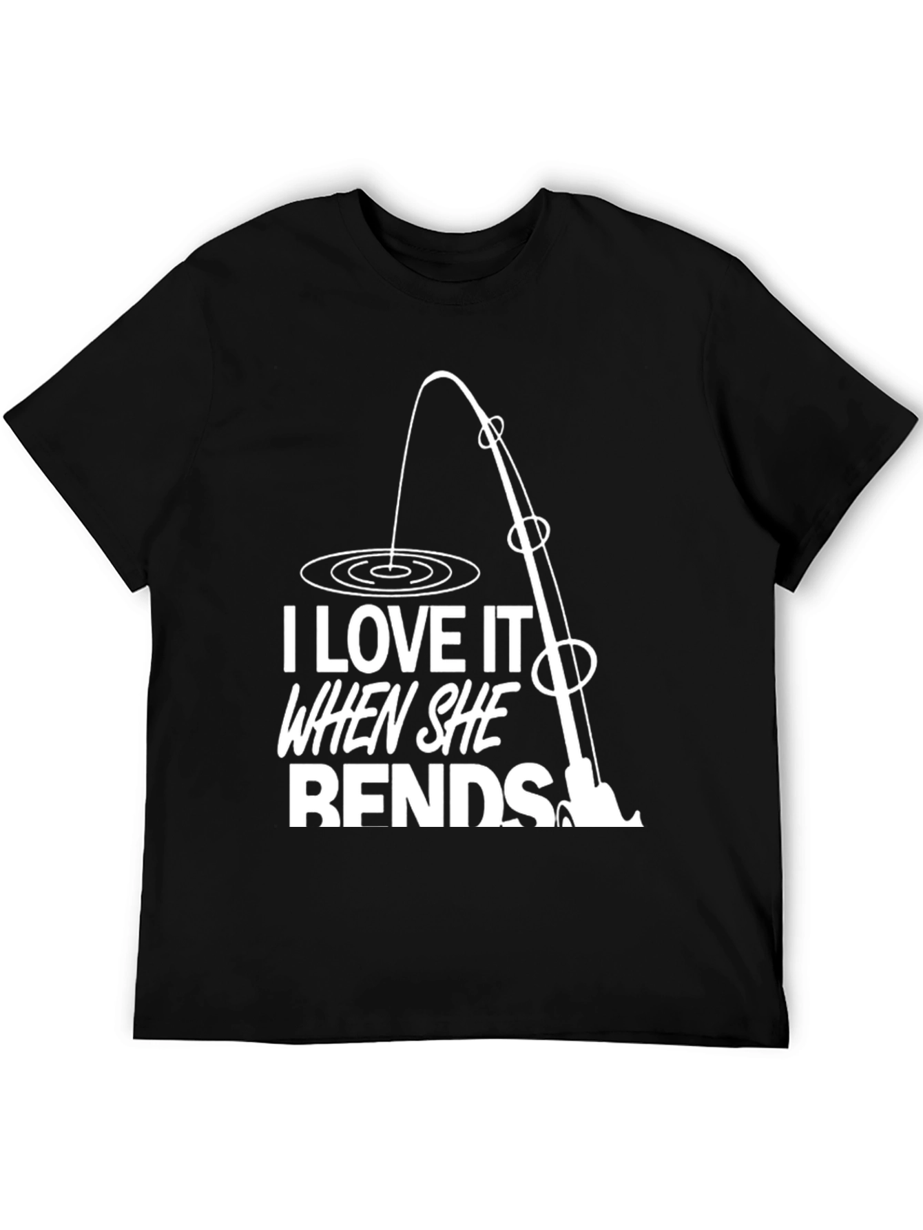 Black I Love It When She Bends Funny Fishing T-Shirt view 5