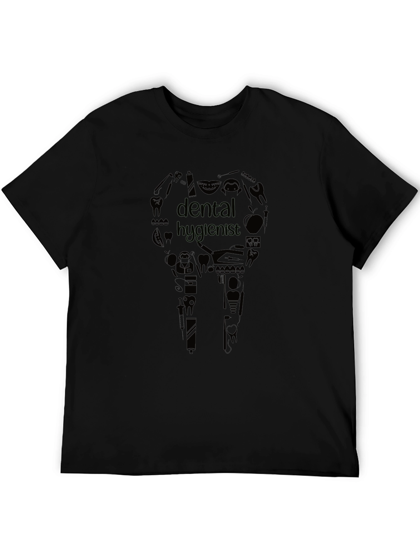 Black Dental Hygienist Graphic T-Shirt - Black view 5