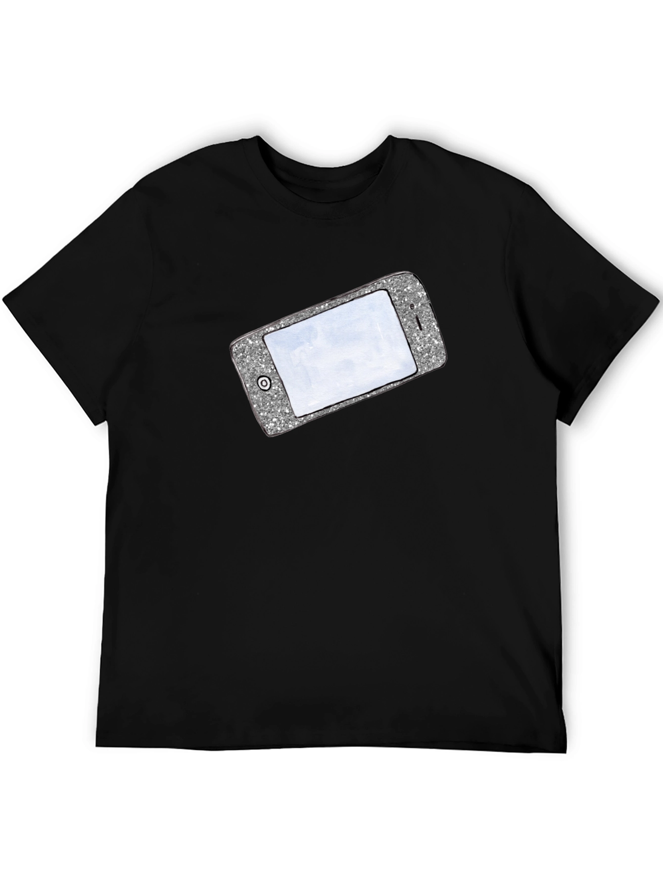 Black Glitter Phone Graphic T-Shirt - Stylish Novelty Tee view 5