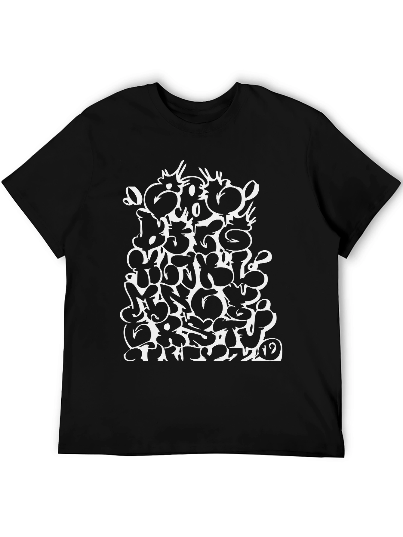 Black Abstract Graphic Print T-Shirt - Black view 5