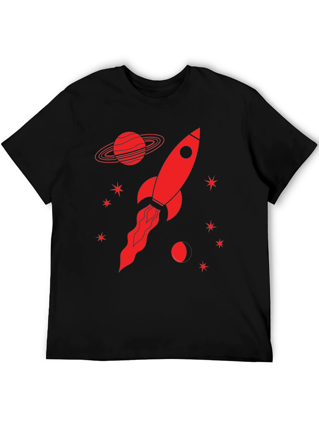 Black Rocket Planet Graphic T-Shirt - Black view 5