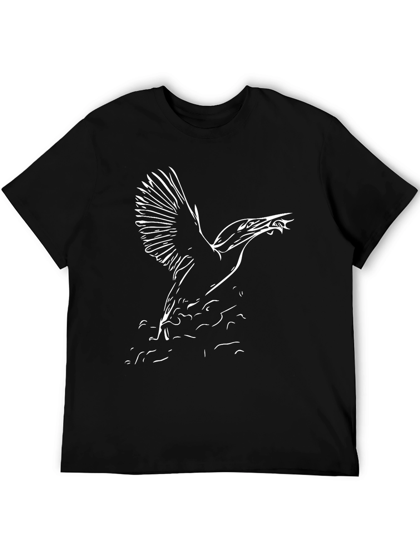 Black Black T-Shirt with Bird Graphic Tee view 5