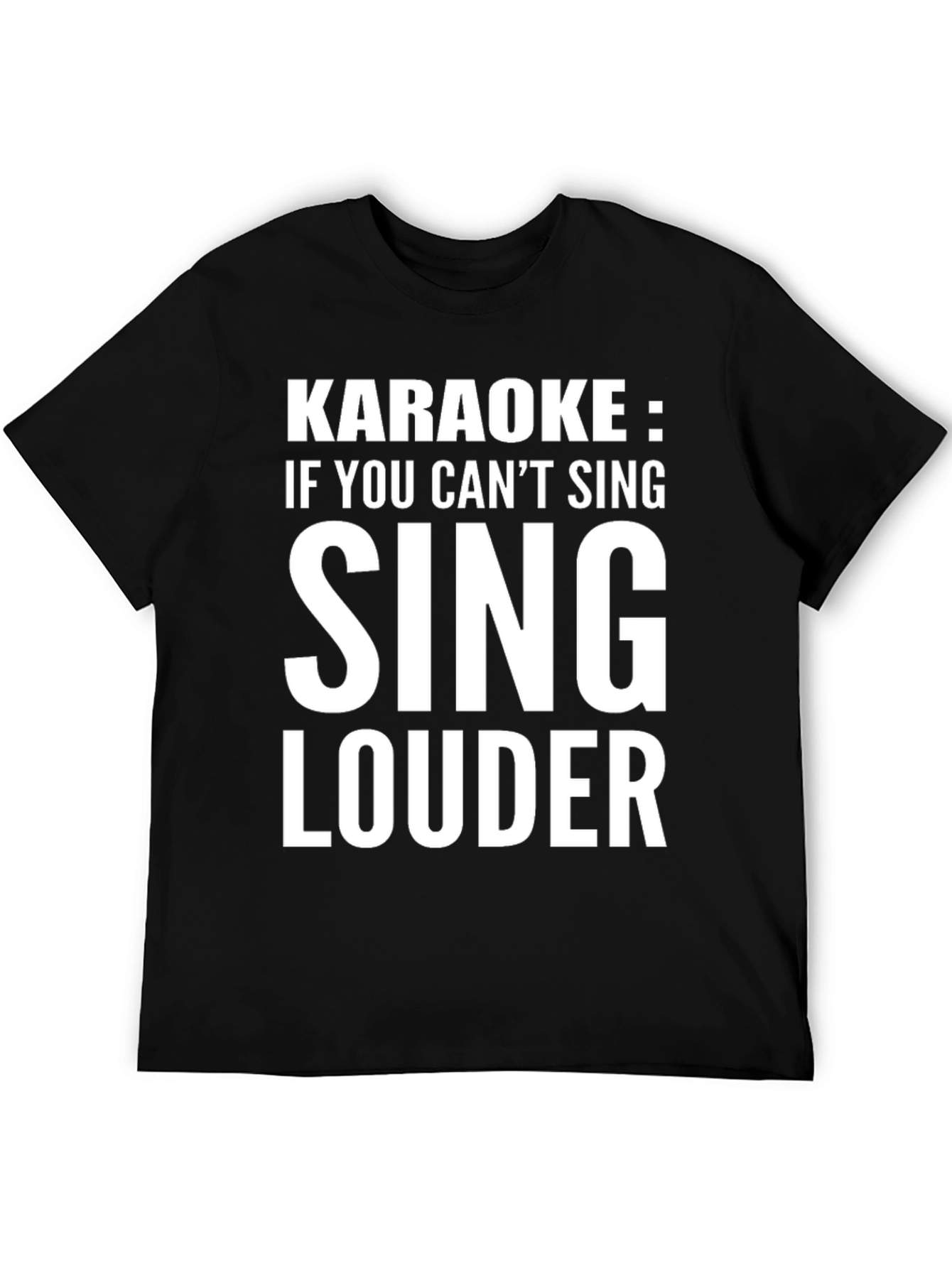Black Karaoke Sing Louder Graphic Tee Shirt view 5