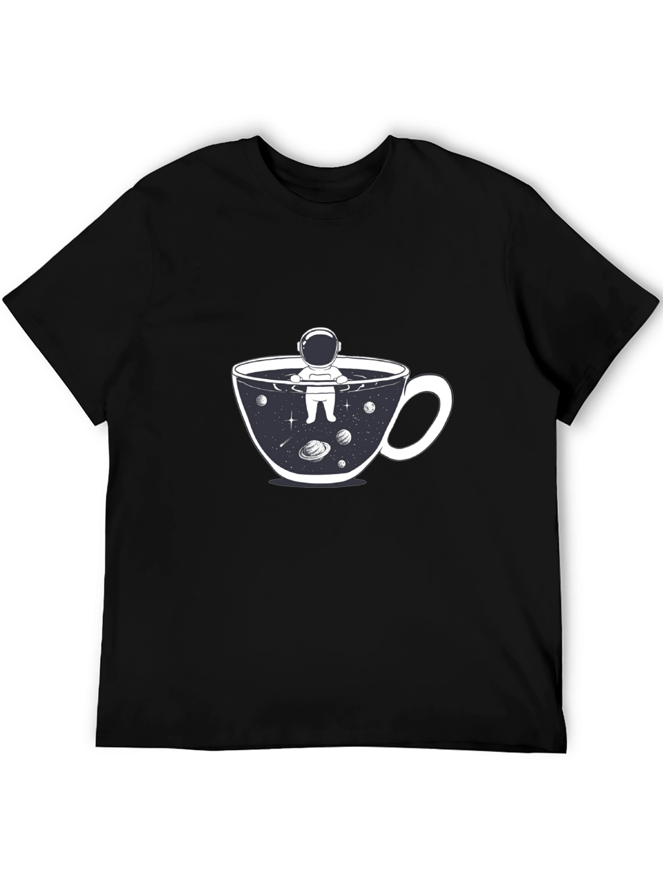 Black Astronaut Coffee Cup T-Shirt - Space Lover Tee view 5