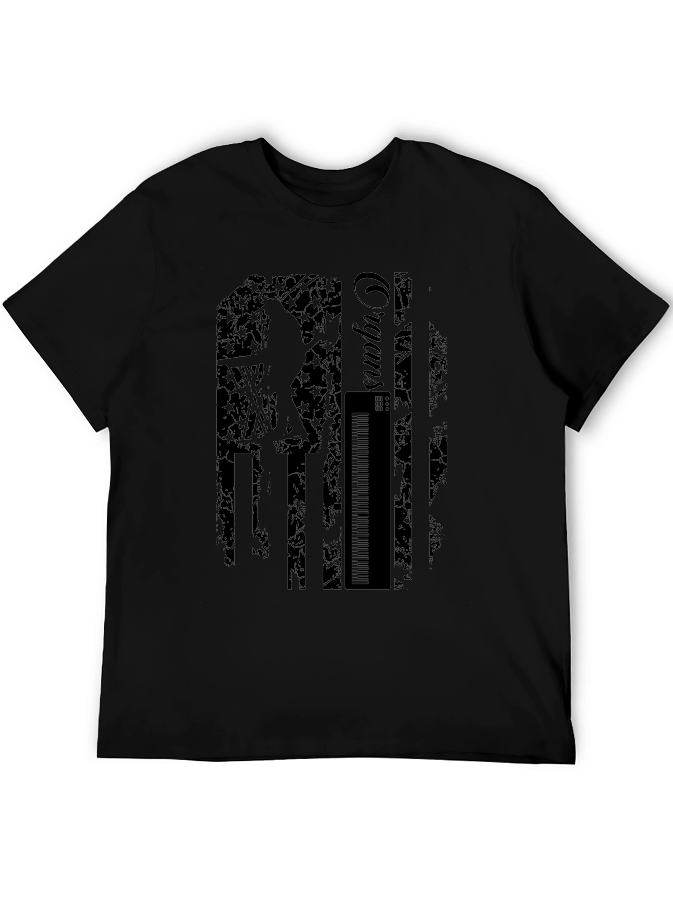 Black Organist American Flag Style Black T-Shirt view 5