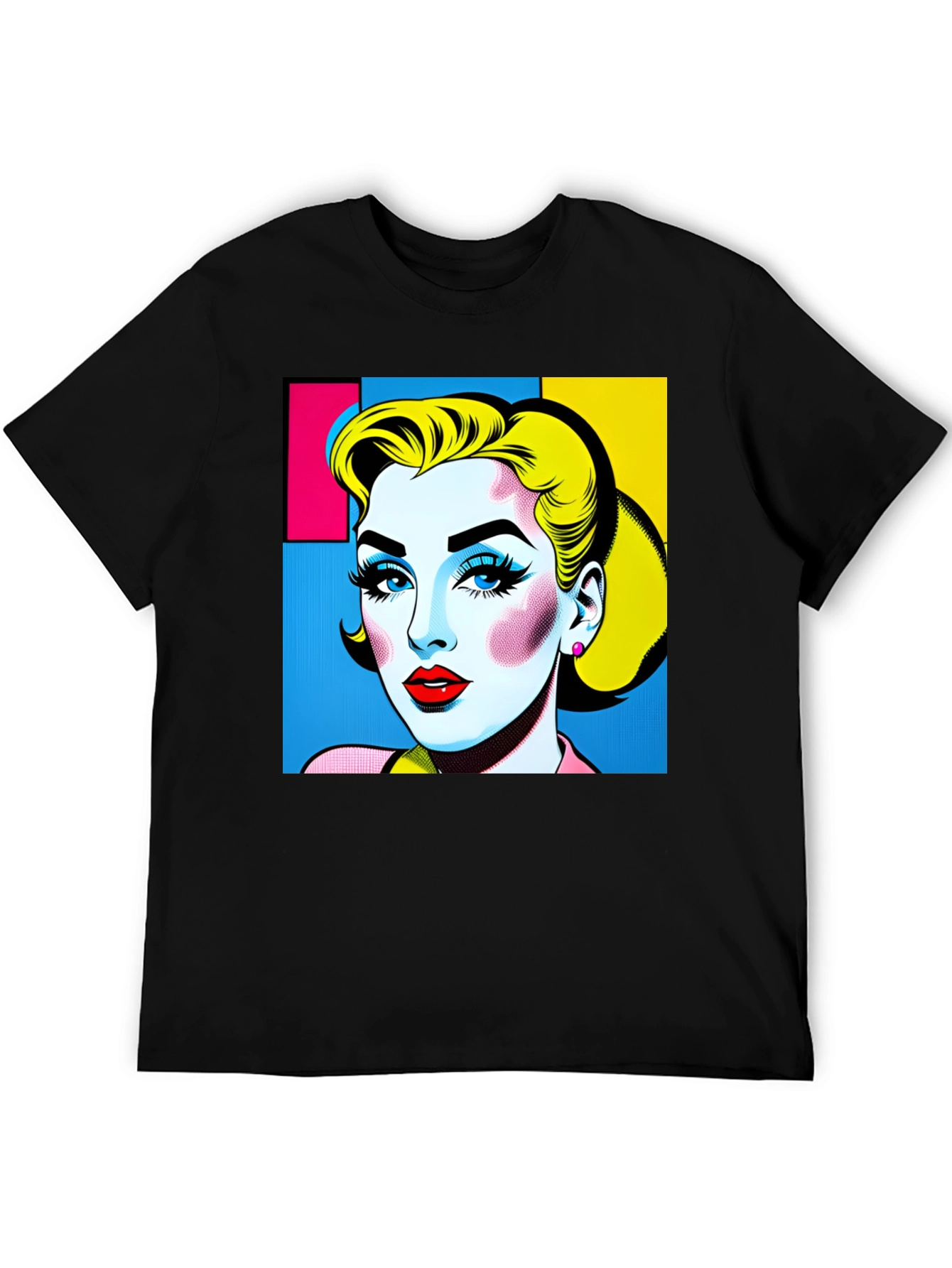 Black Pop Art Woman Graphic Black T-Shirt view 5