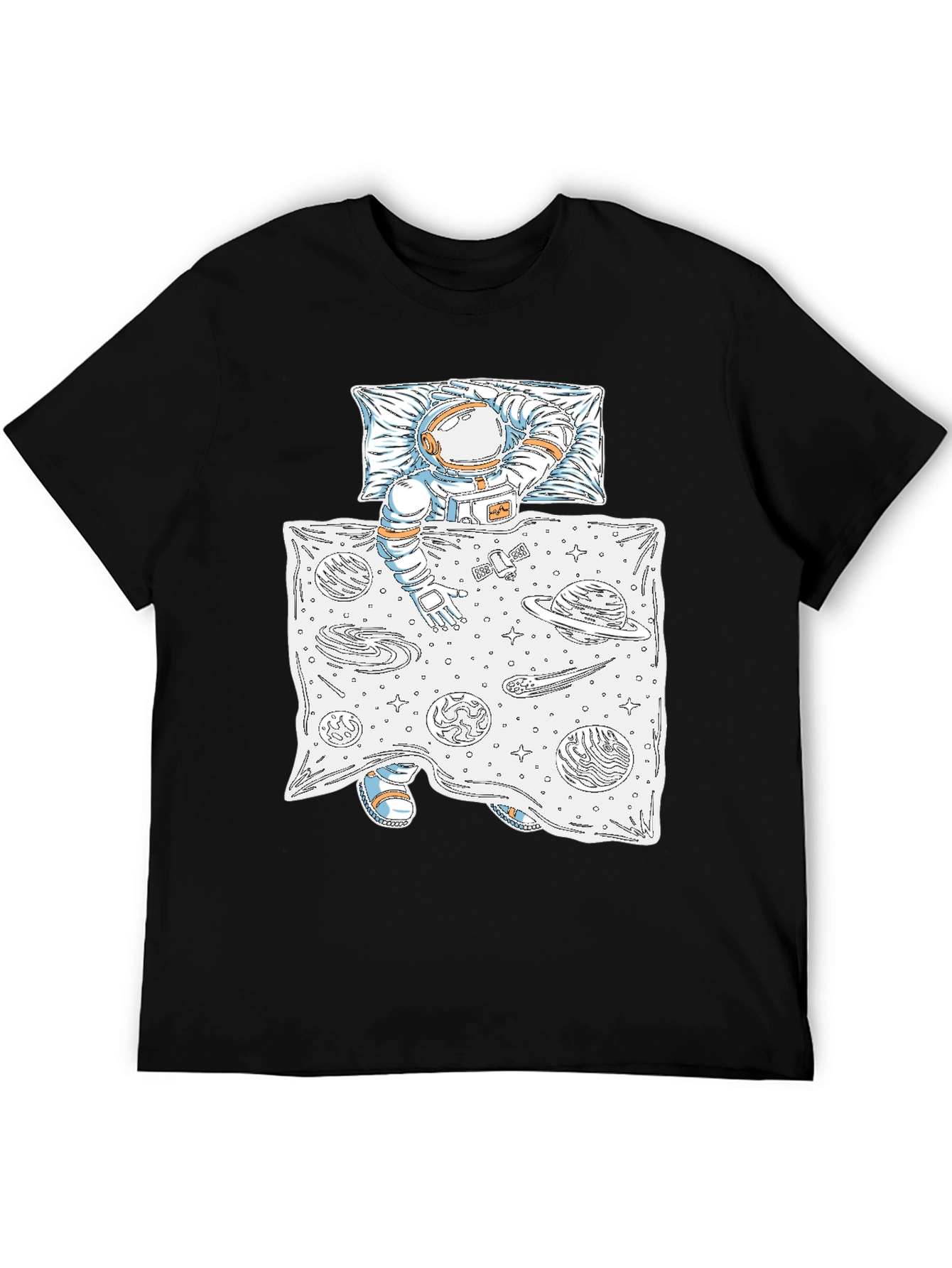 Black Astronaut Sleeping in Space Tee view 5