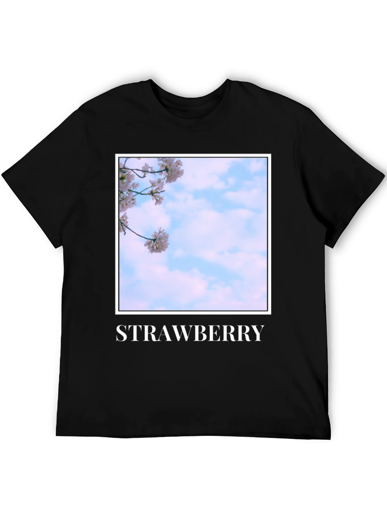 Black Strawberry Blossom T-Shirt - Soft Cotton Blend view 5
