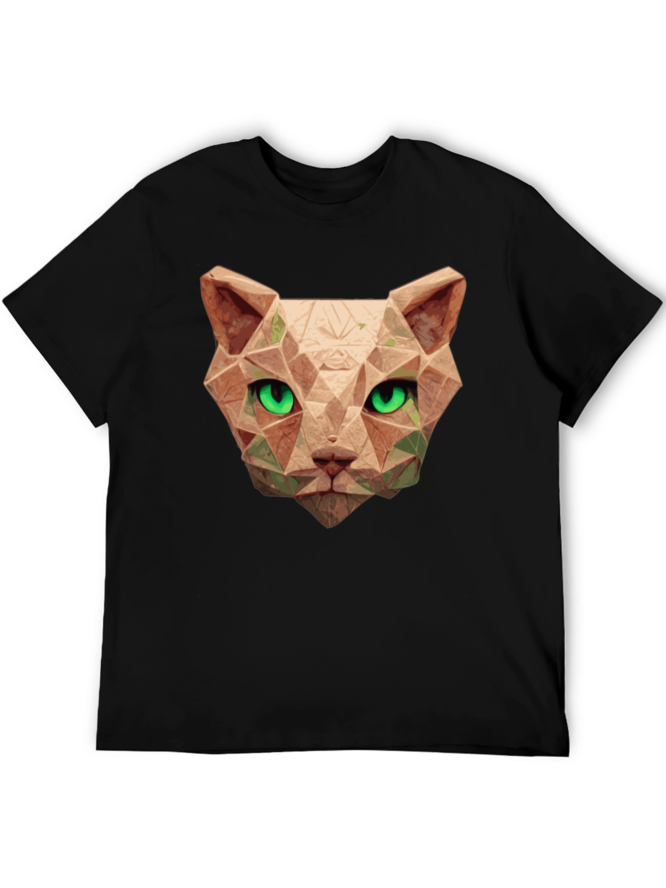 Black Geometric Cat Head T-Shirt - Stylish Graphic Tee view 5