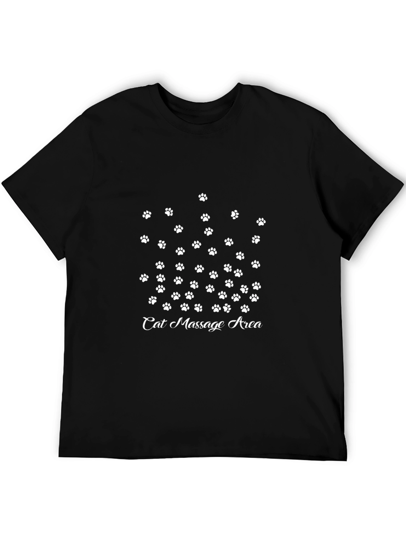 Black Cat Massage Area T-Shirt - Funny Cat Paw Print Tee view 5