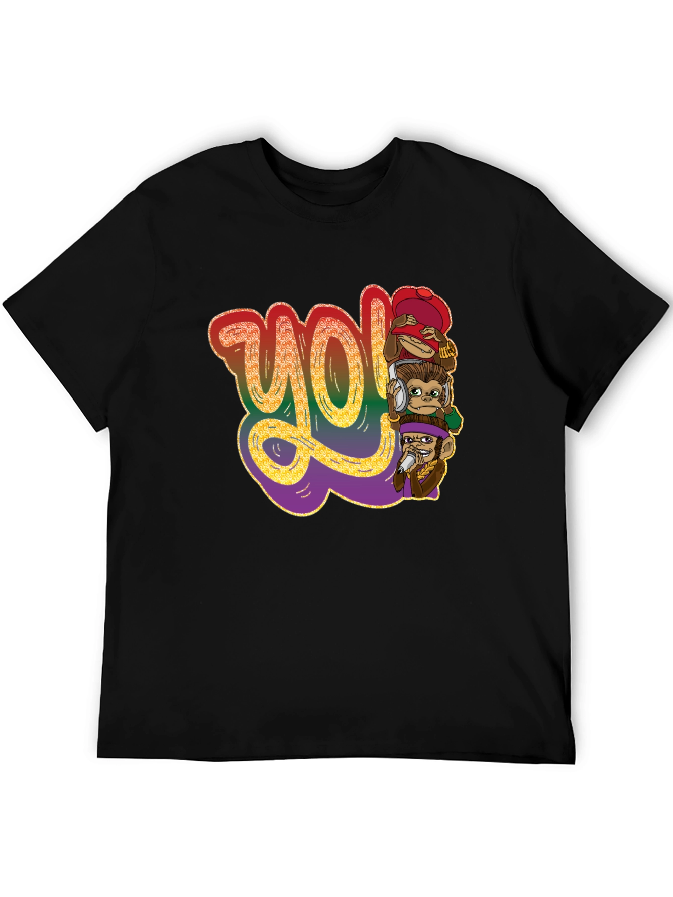 Black Yo! Monkey Stack Graphic T-Shirt view 5