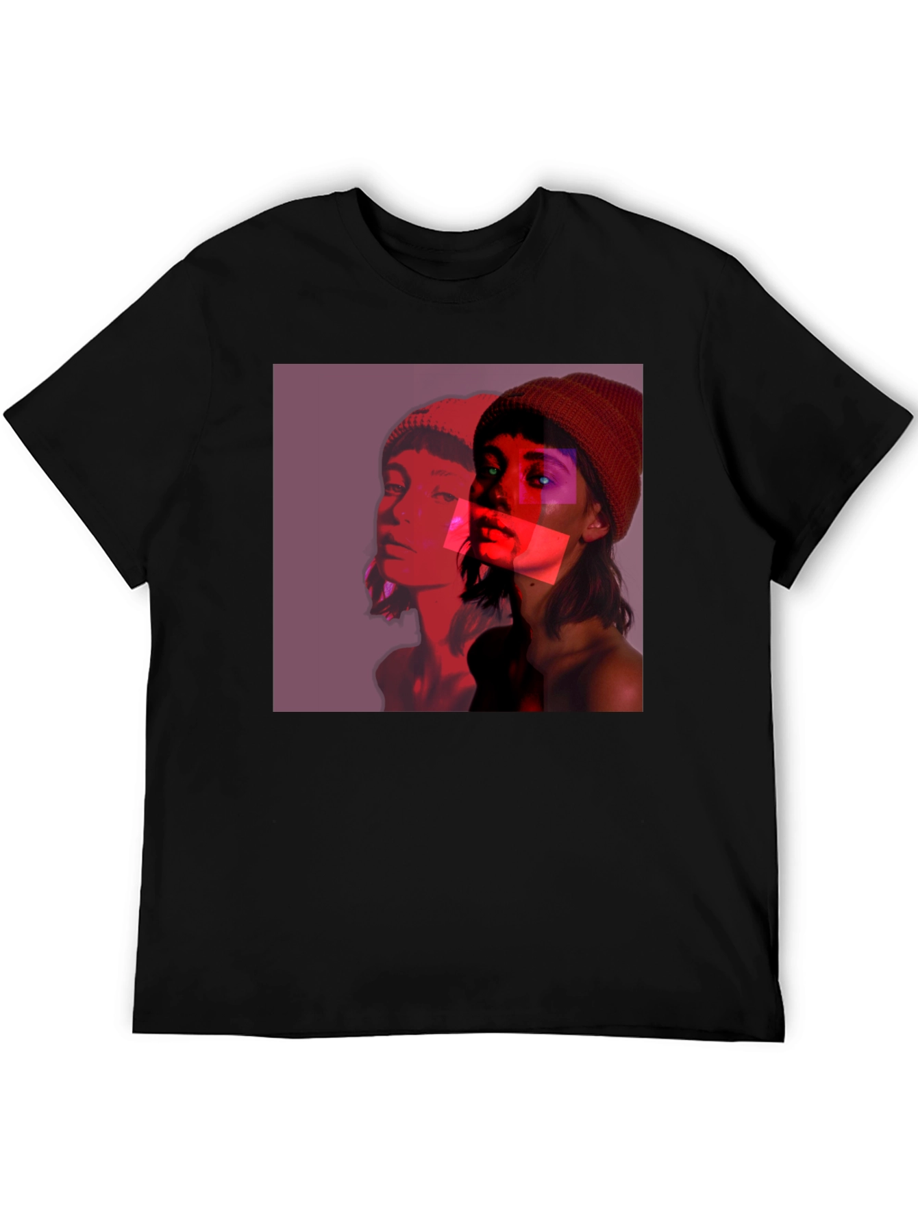 Abstract Portrait Graphic Tee - Black Crew Neck - 5