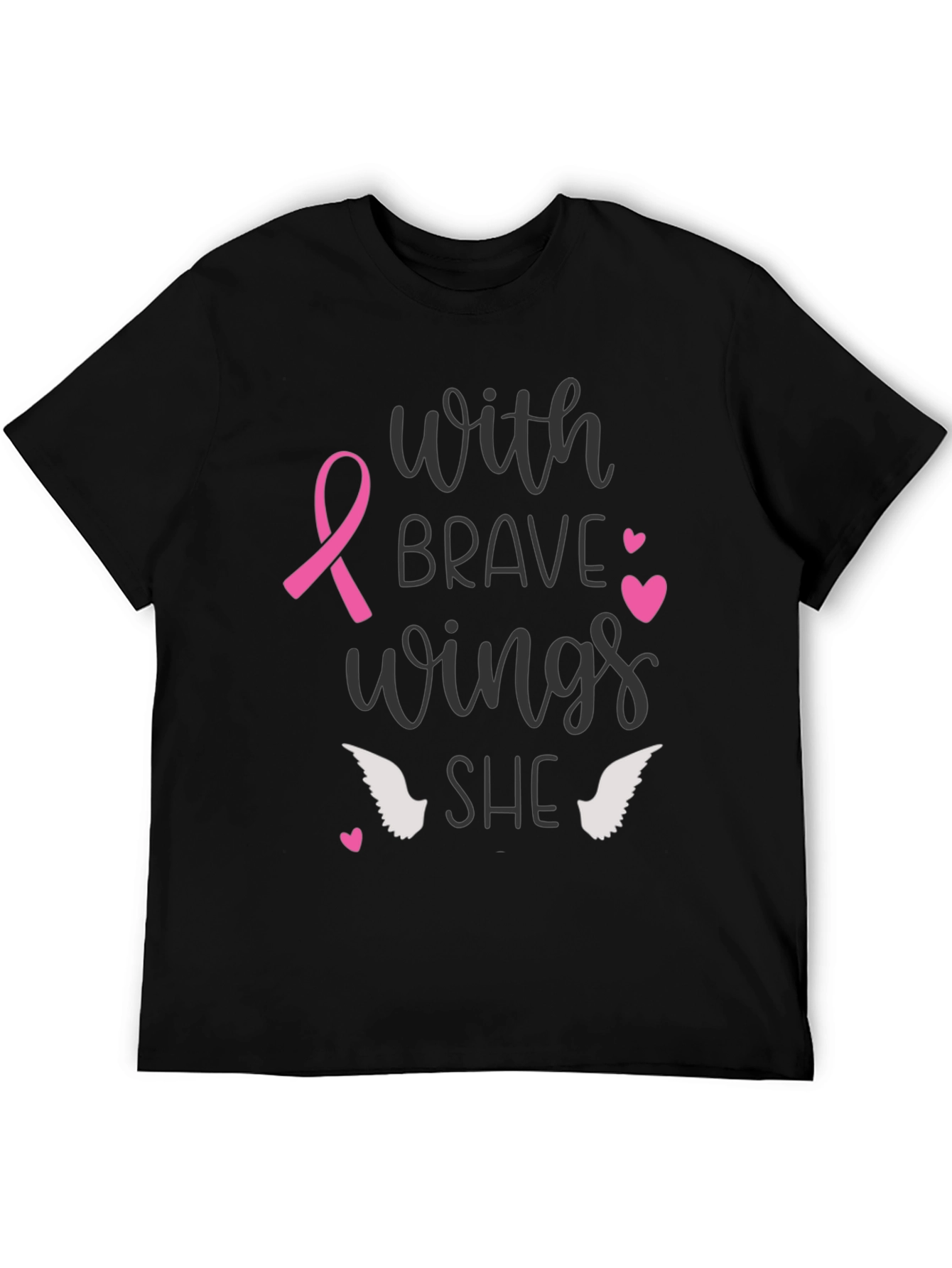 Black Brave Wings Breast Cancer Awareness T-Shirt view 5