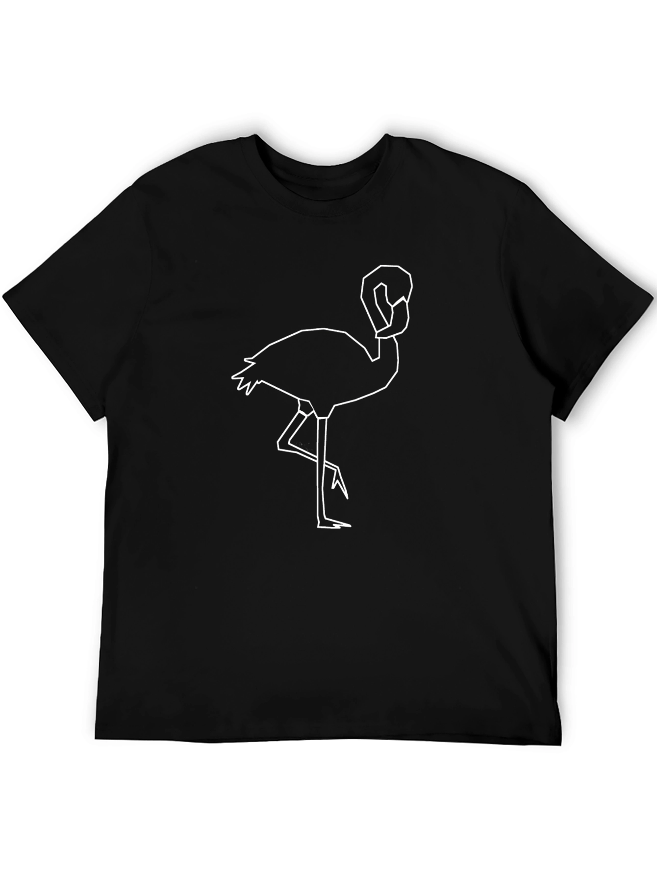 Black Geometric Flamingo Graphic Black T-Shirt view 5