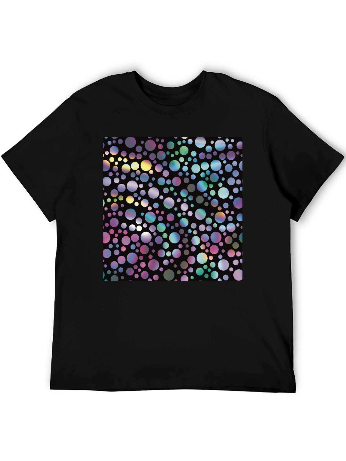 Black Colorful Circle Pattern Black T-Shirt view 5