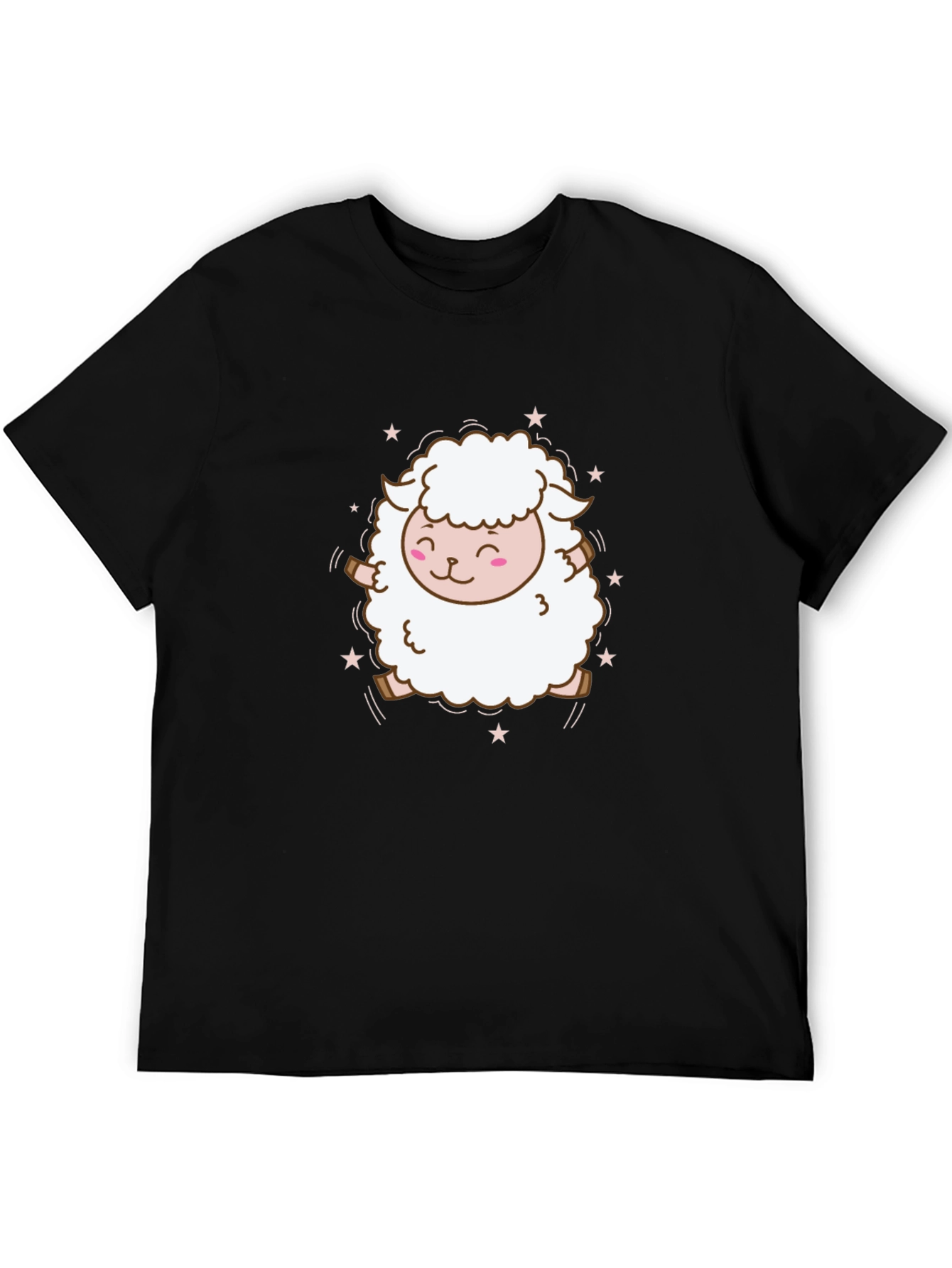 Black Cute Sheep Graphic Tee - Soft Cotton Blend view 5