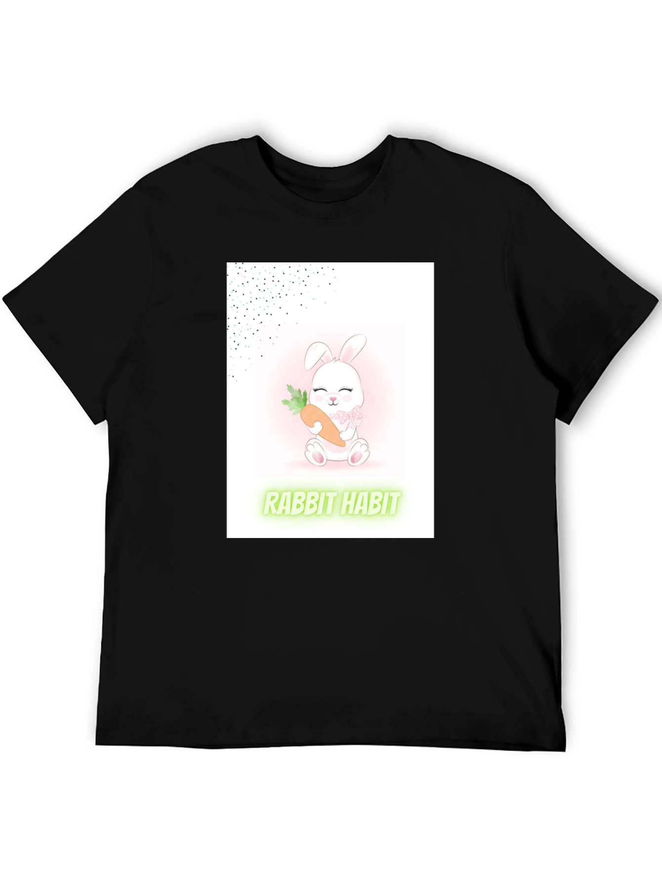 Black Cute Rabbit Habit Graphic Tee - Trendy Unisex T-Shirt view 5