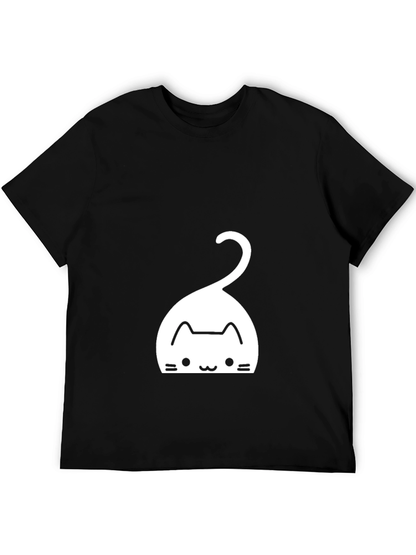 Black Men's Black Cat Graphic Tee view 5