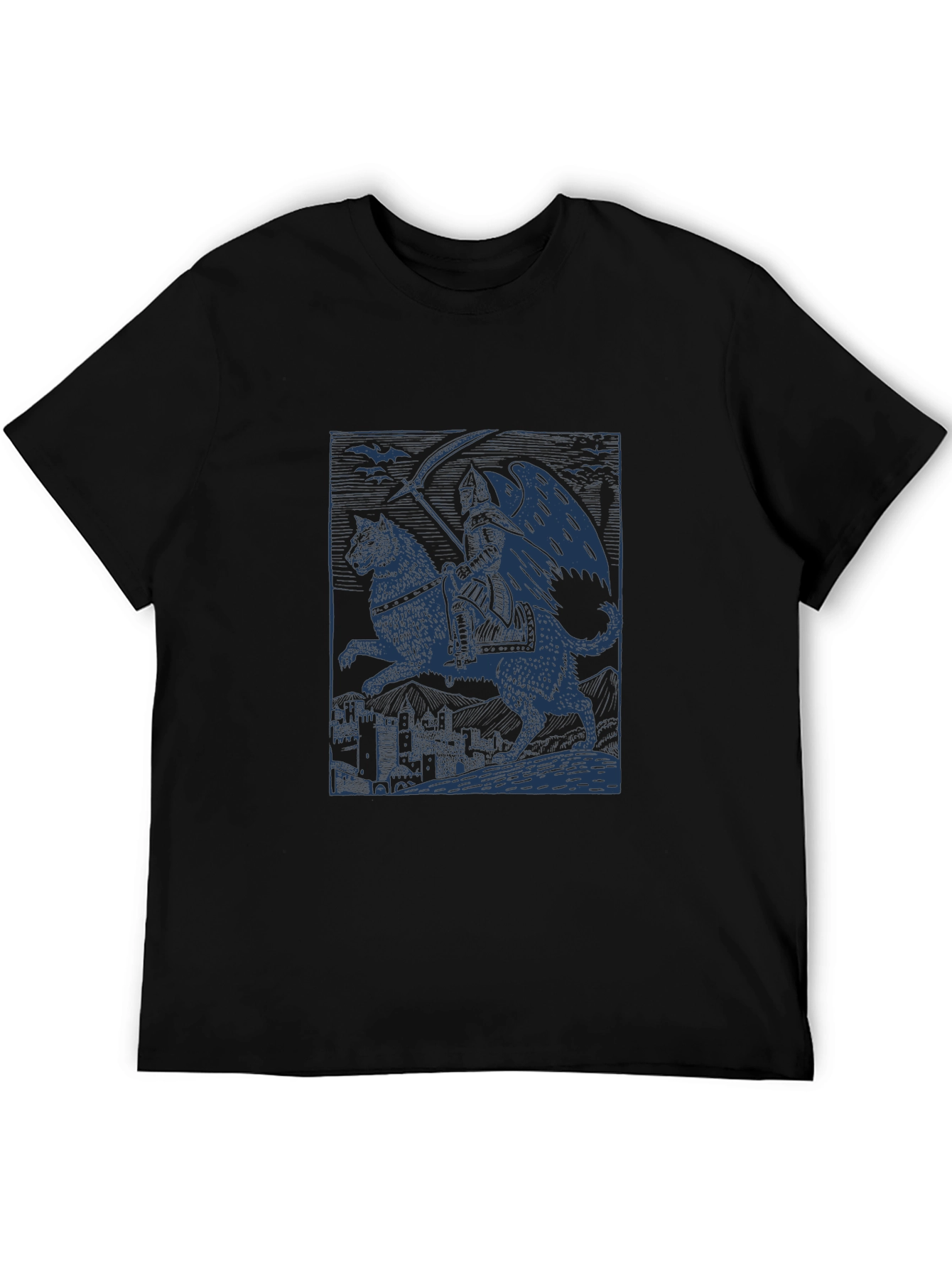 Grim Reaper Wolf Rider Graphic Tee - Black Cotton - 5