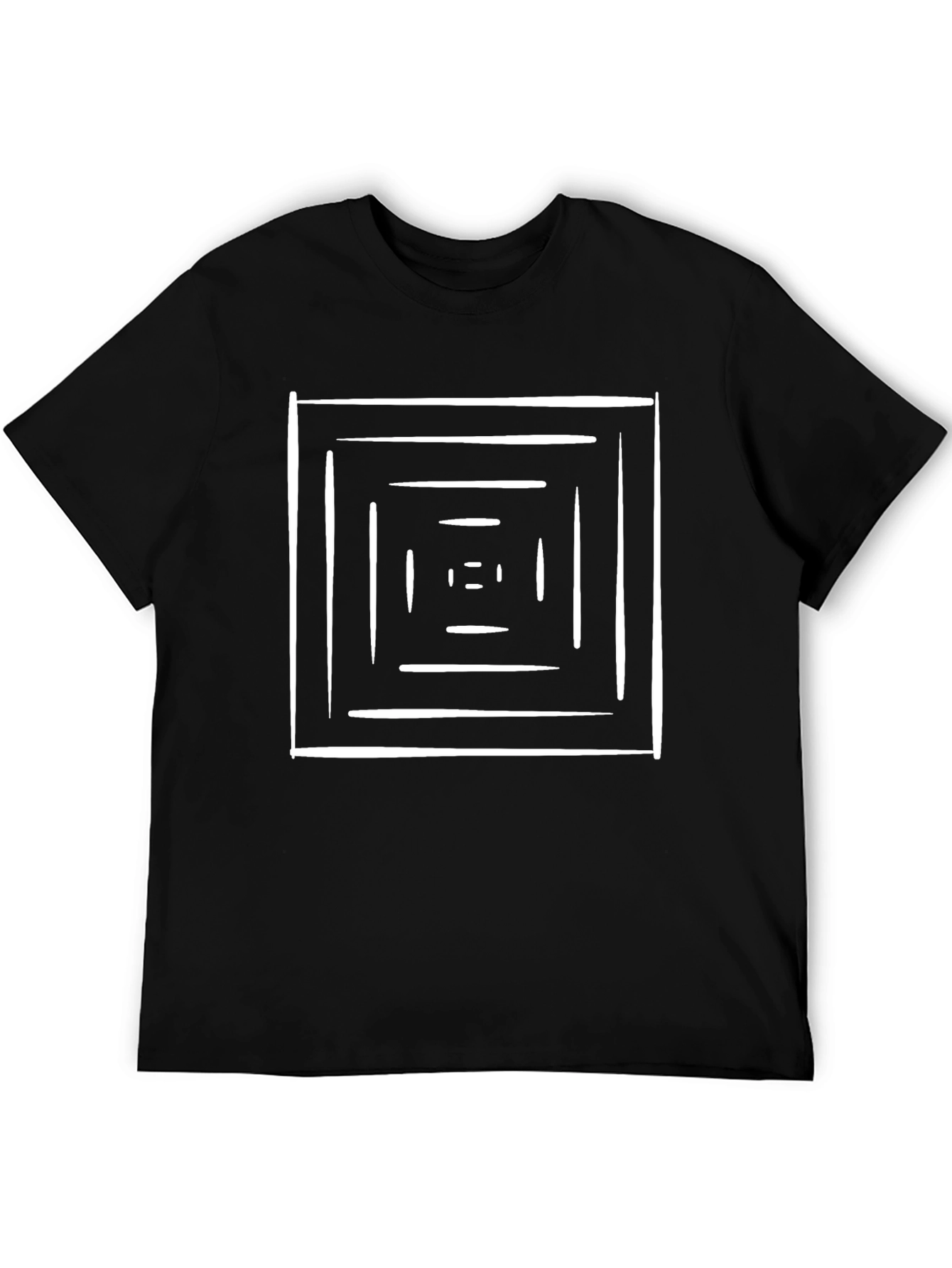 Black Optical Illusion Tee - Square Vortex Design view 5