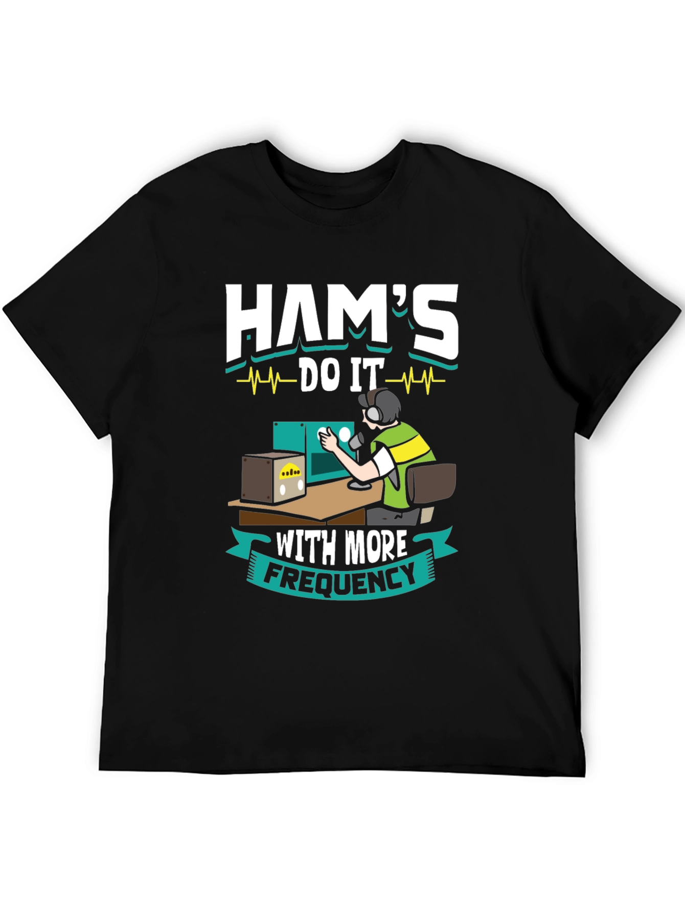 Black Ham Radio Operator Funny Graphic T-Shirt view 5